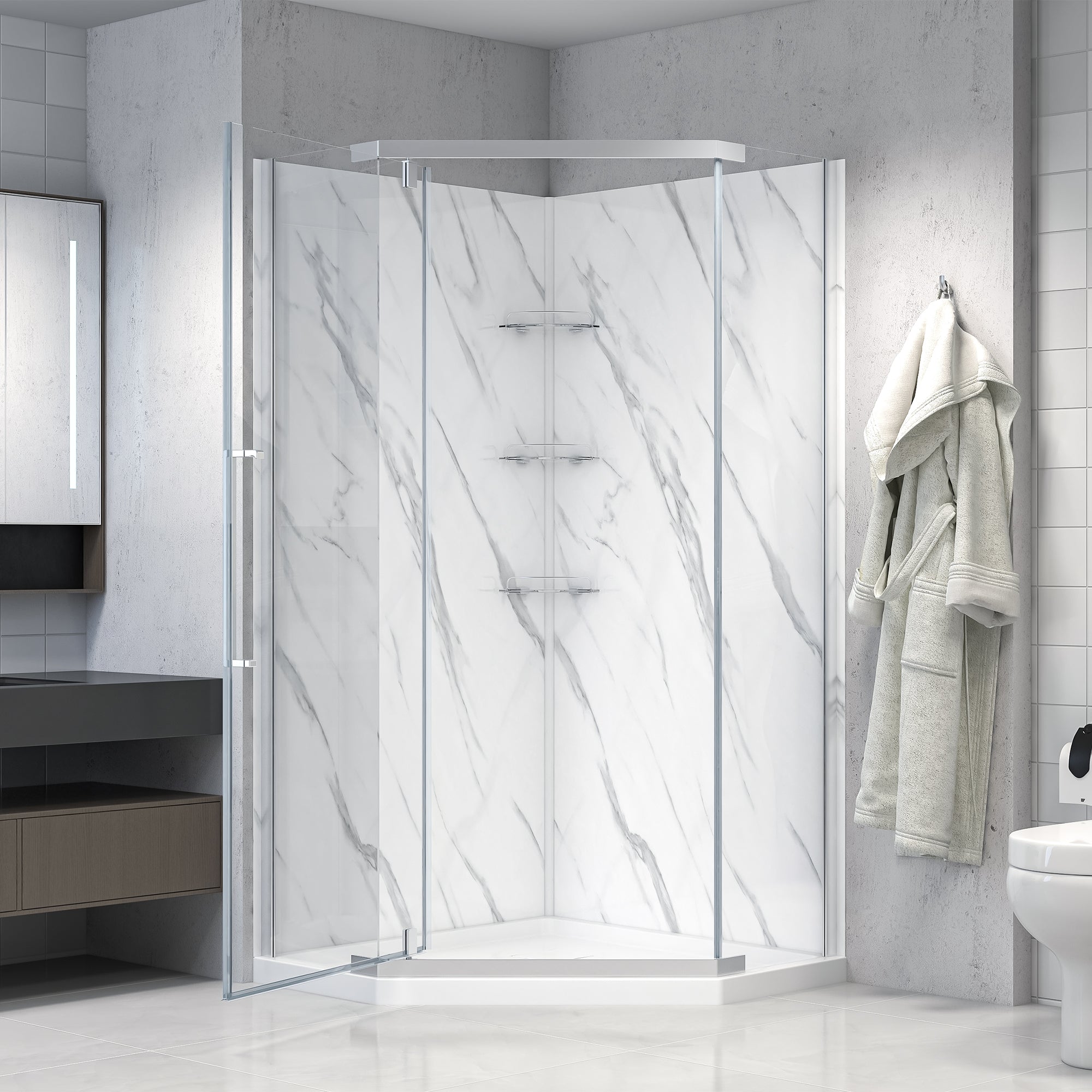 Capri Neo Angle Shower Kit - Black, Chrome & Brushed Nickel Finish | Modern Bathroom Fixture for Spa-Like Shower Experience | Perfect for Home Renovation & Luxury Bathroom Upgrade