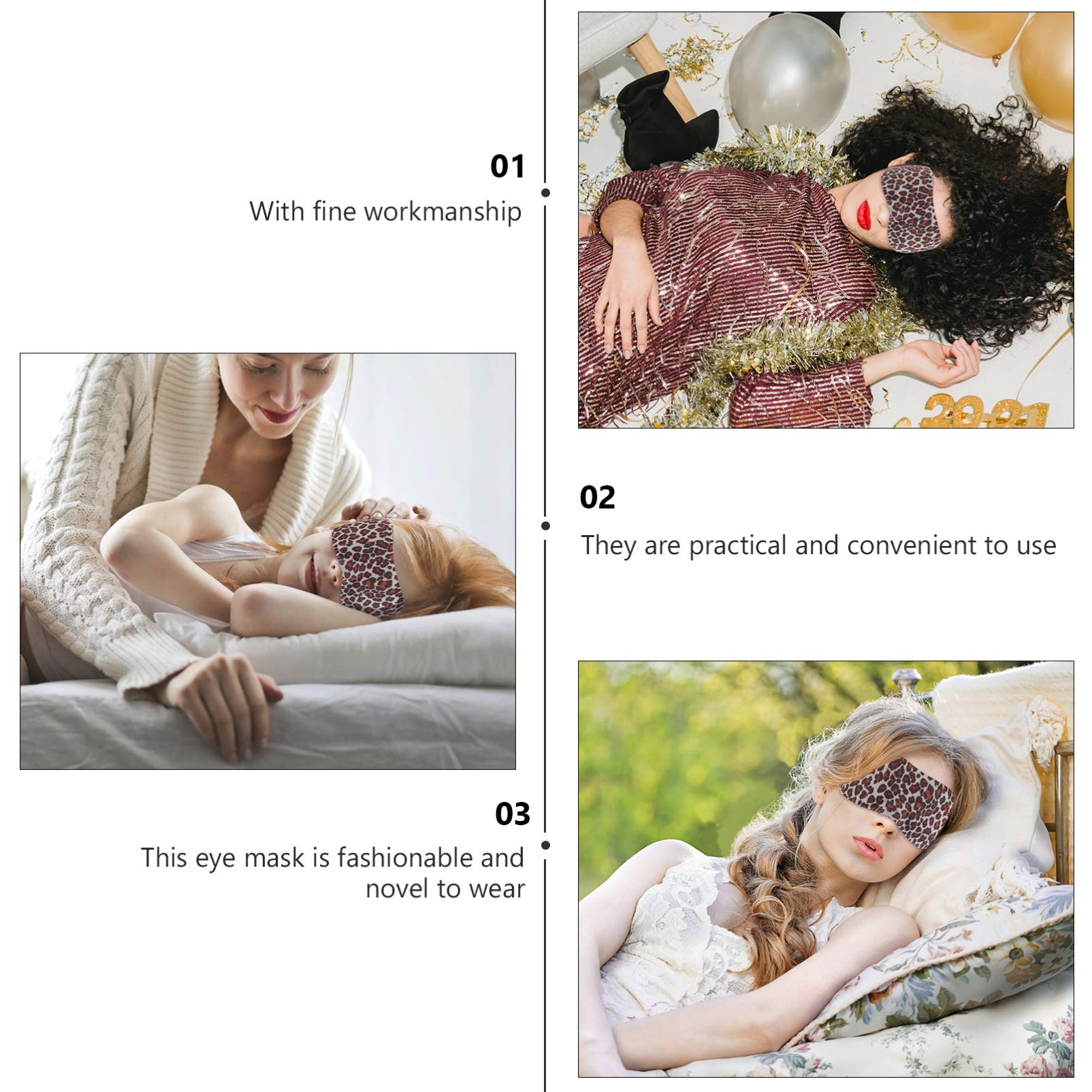 6-Pack Adjustable 3D Goggles - Soft Cotton Eye Mask for Travel, Sleeping & Relaxation - Perfect for Flights, Naps & Spa Days