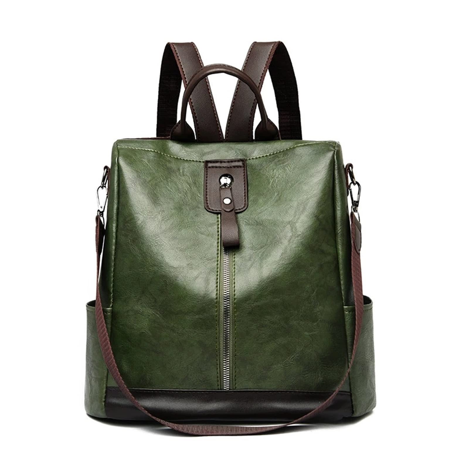 Vintage Women's PU Leather Backpack - Large Capacity Anti-Theft Travel Rucksack, School Bag, Knapsack (29x30cm, Green) - Perfect for College, Commuting & Outdoor Adventures
