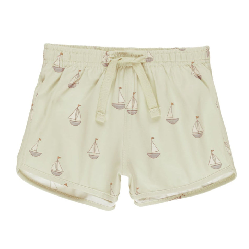 Boys Swim Shorts with Sailboat Print - Quick Dry Swim Trunks for Kids - Perfect for Beach, Pool & Summer Water Activities