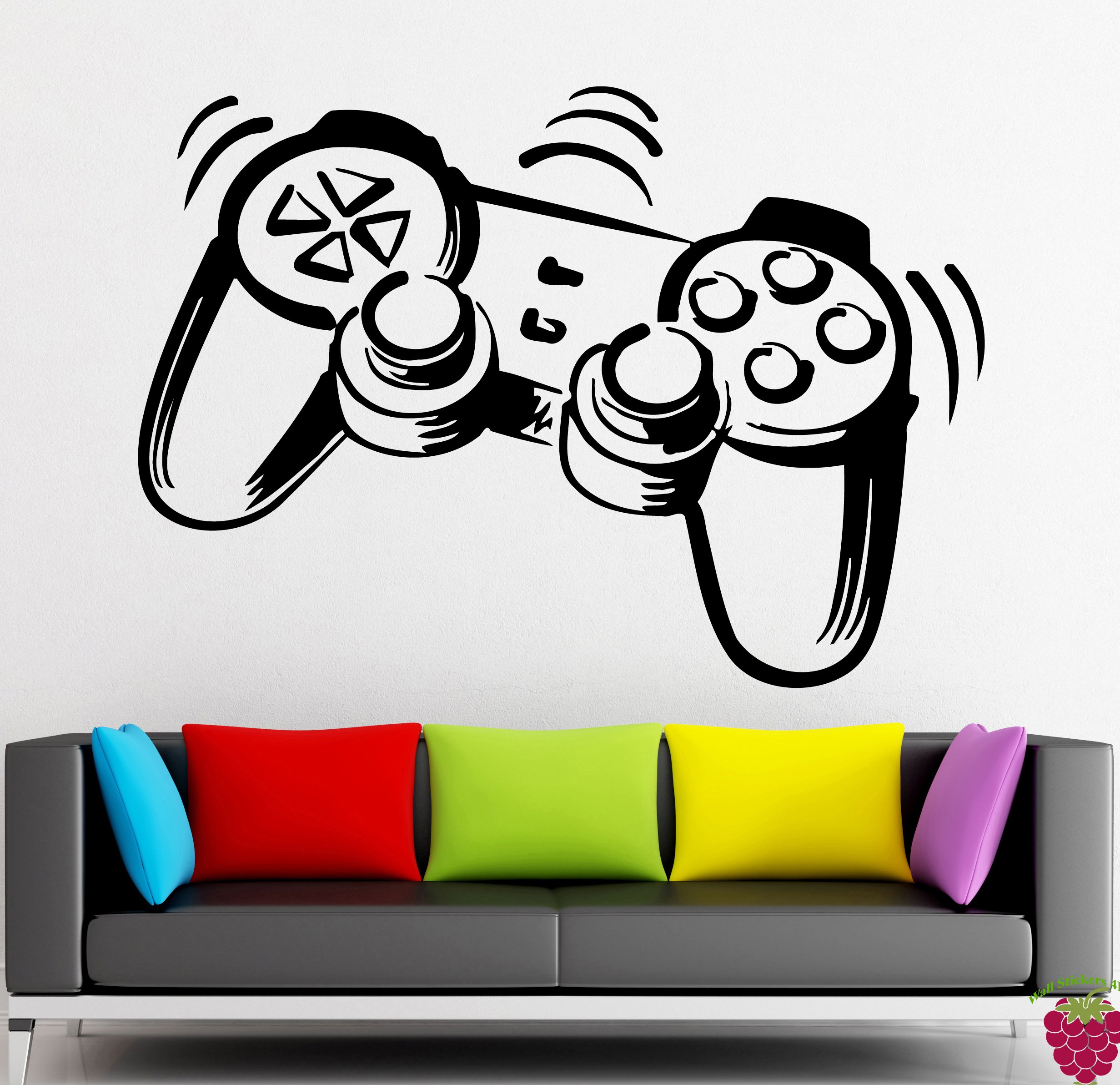 Vinyl Wall Decals - Video Game Joystick Controller Nursery Stickers for Kids Room Decor | Fun Gamer Themed Bedroom & Playroom Decoration
