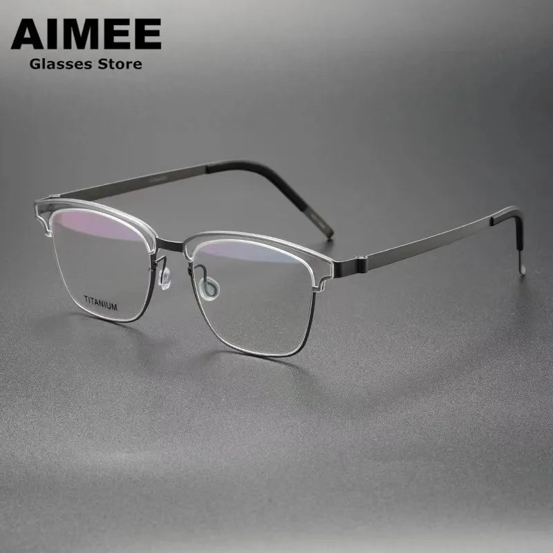 Aimee Unisex Full Rim Square Screwless Titanium Eyeglasses 69835 - Lightweight Durable Frame for Men & Women - Perfect for Reading, Work, and Everyday Use