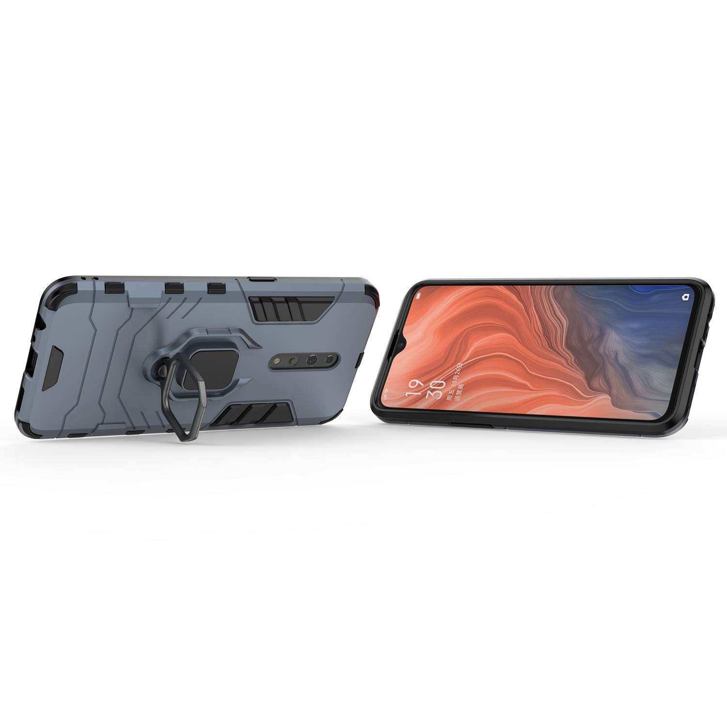 Oppo Reno Z PCDM10 PCDT10 CPH1979 Case with 360° Rotating Ring Holder & Magnetic Car Mount - Blue | Perfect for Daily Use, Commuting & Travel