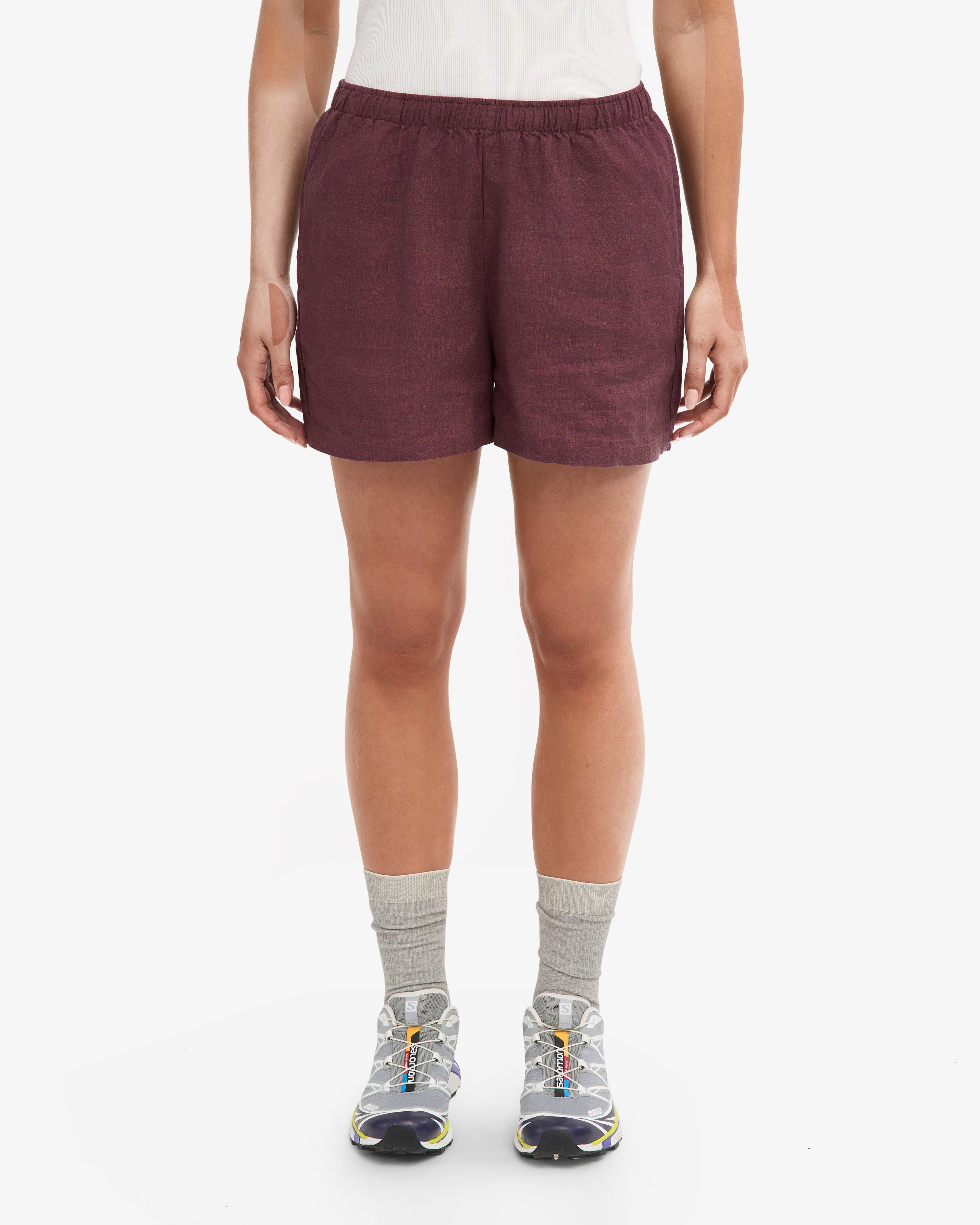 Stylish Linen Shorts for Women - Oxblood Red | Comfortable & Breathable Summer Shorts for Casual Wear, Beach, and Travel