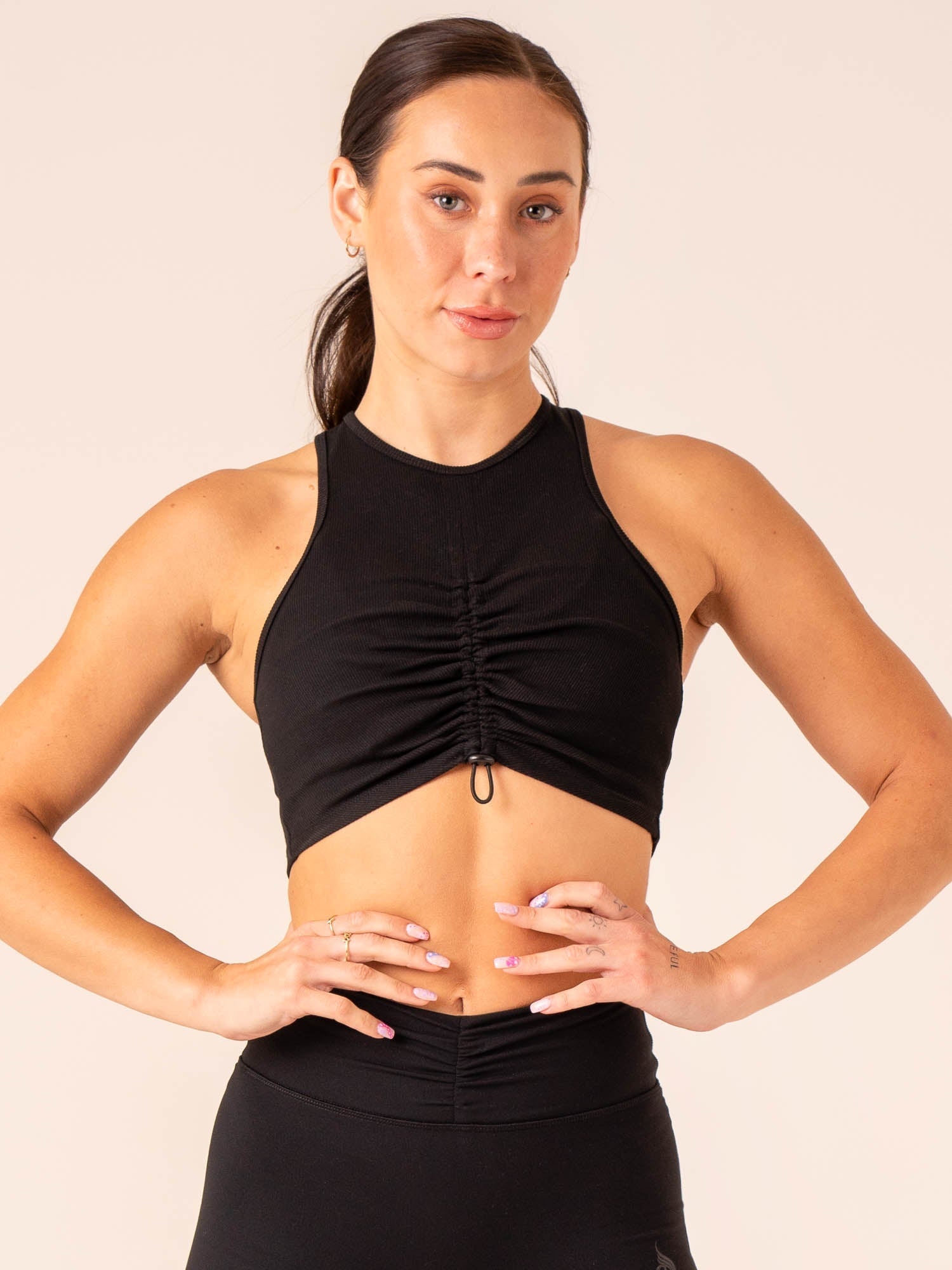 Tempo Rib Tank Top for Women - Soft Stretch Black Workout Shirt | Gym, Yoga, Running & Casual Wear