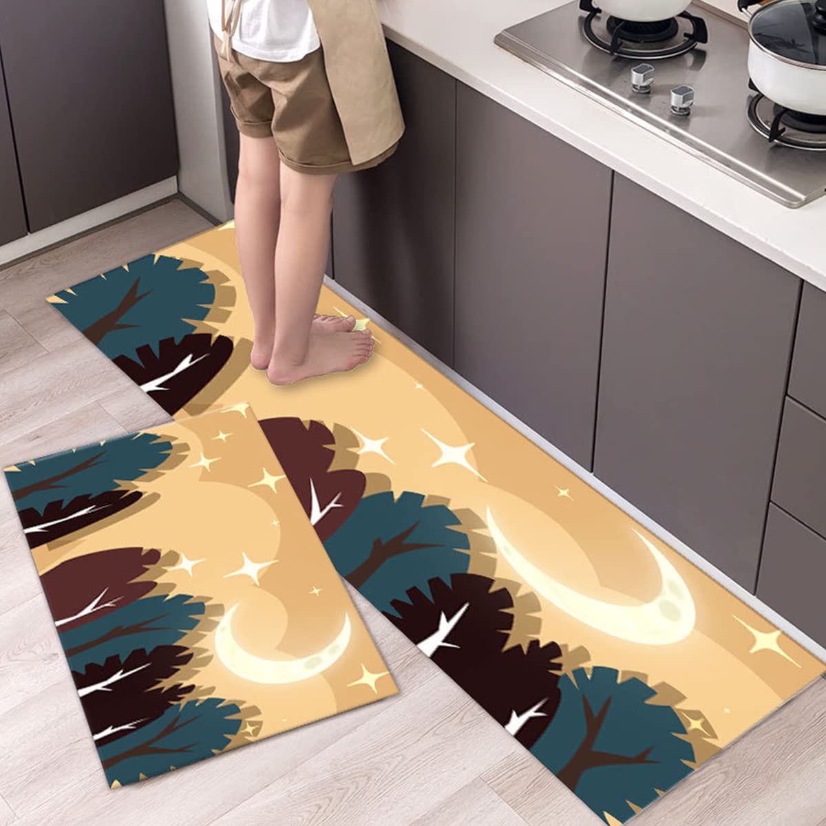 Premium Anti-Fatigue Kitchen Mat Set (2PCs) - Non-Slip Waterproof Standing Mats for Comfortable Cooking - 16
