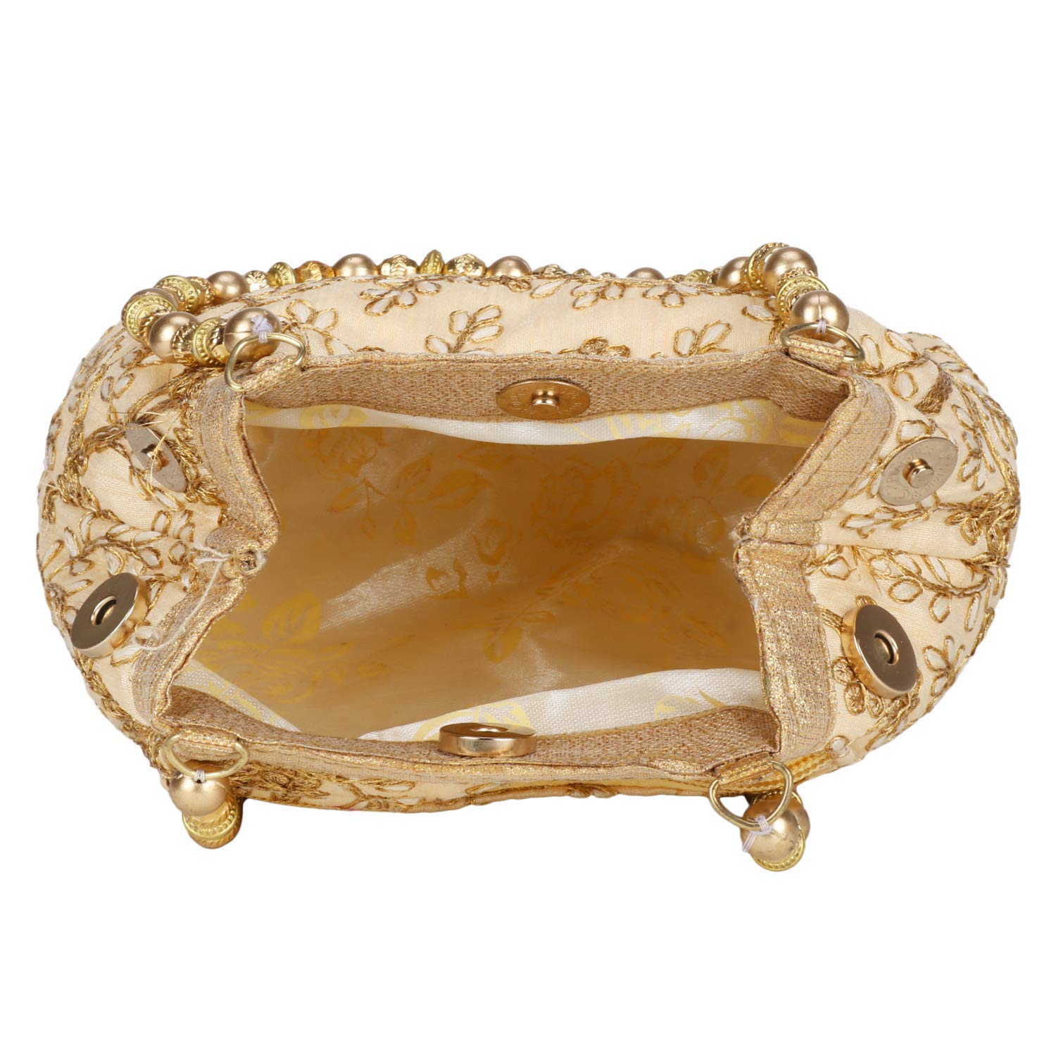 Elegant Golden Potli Bag for Women - Stylish Jewelry Pouch & Gift Bag for Parties, Weddings, and Special Occasions