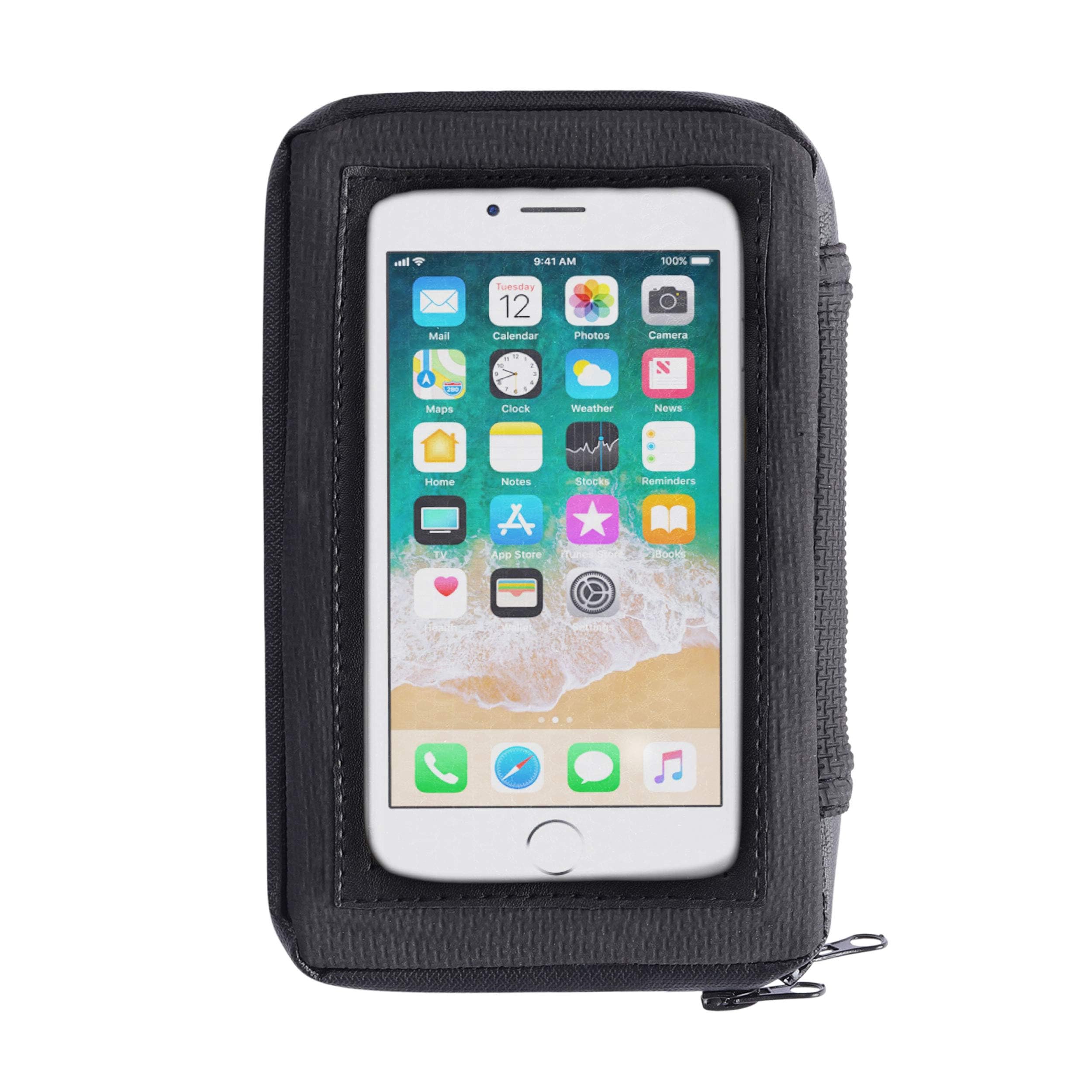 Waterproof Motorcycle Phone Case Holder - Magnetic Phone Pouch with Large Zipper Pocket | Touchscreen Accessible | Ideal for Riding, Commuting & Outdoor Adventures