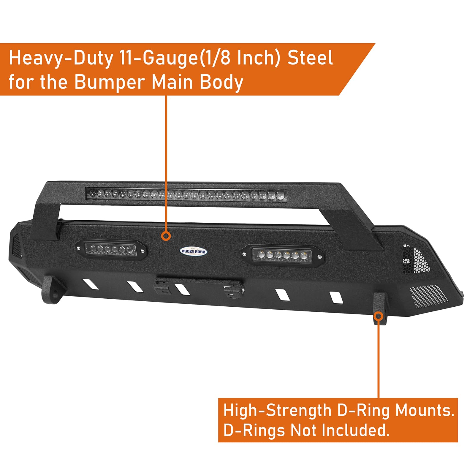 Tacoma HR II Stubby Steel Front Bumper with LED Lights for 2016-2023 Toyota Tacoma 3rd Gen Pickup Truck - Off-Road Protection & Style Upgrade