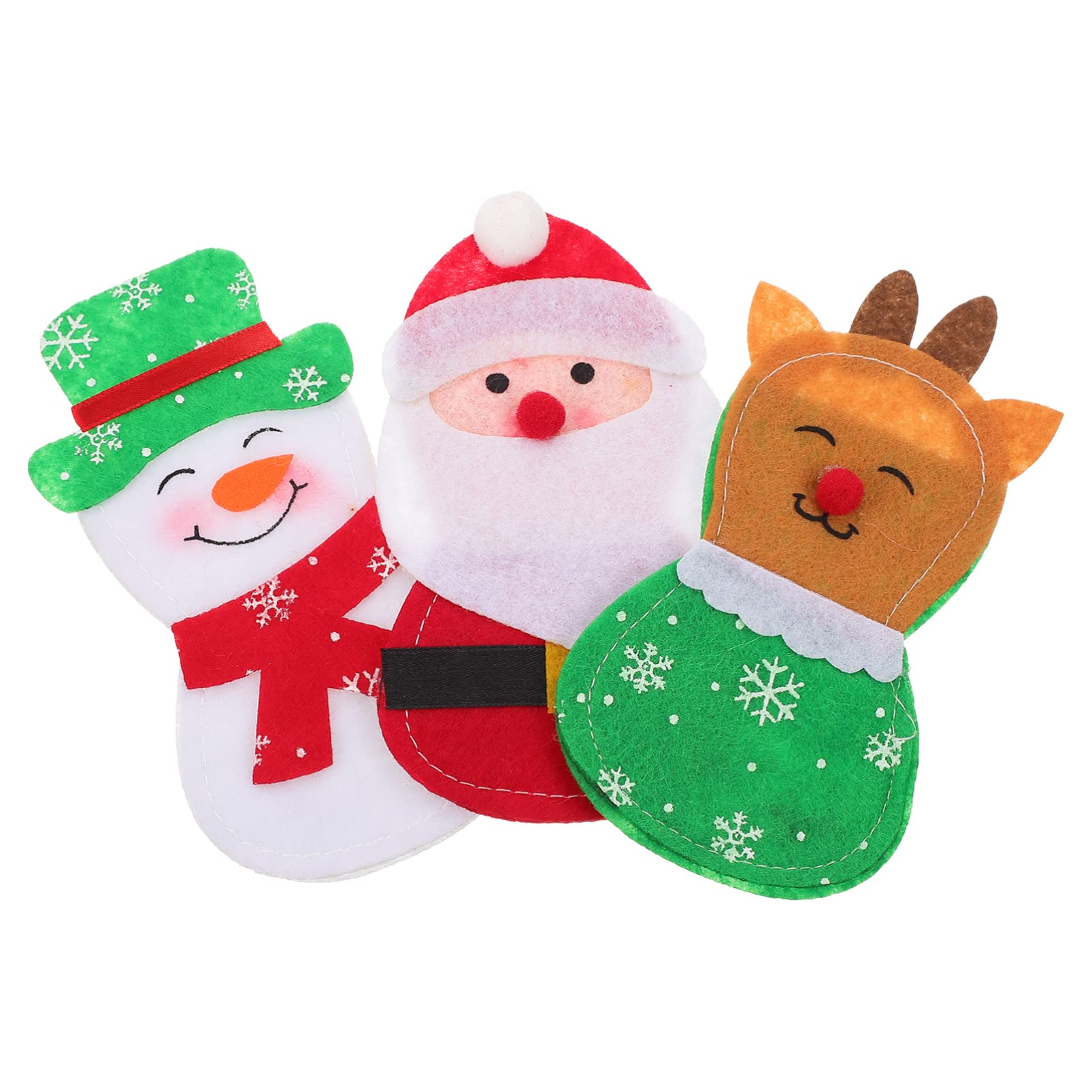 YARDWE 3-Piece Christmas Silverware Holder Set - Holiday Cutlery Pouch with Spoons & Forks - Festive Tableware Organizer Bag for Christmas Dinner Decor (Santa, Snowman, Reindeer Design) - Perfect for Holiday Parties, Family Gatherings & Festive Table Settings