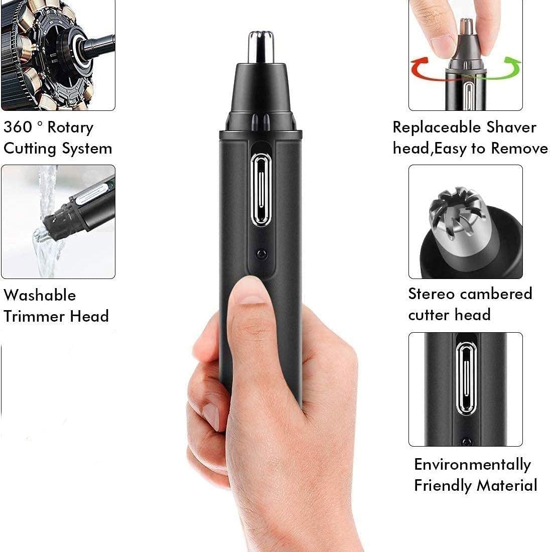 USB Rechargeable Ear & Nose Hair Trimmer for Men and Women - Electric Facial Hair Clipper for Eyebrows, Ears & Nose - Perfect for Travel, Home & Personal Grooming