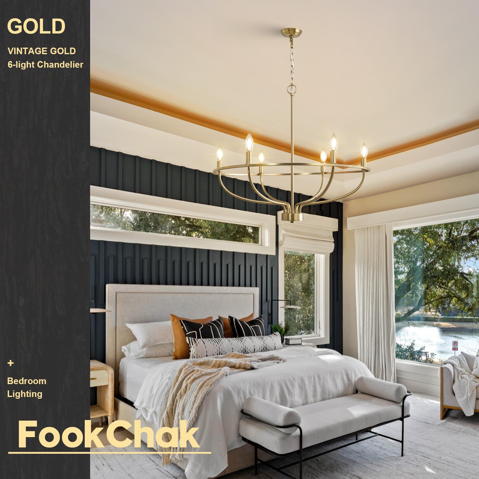 6-Light Brushed Gold Chandelier - 29