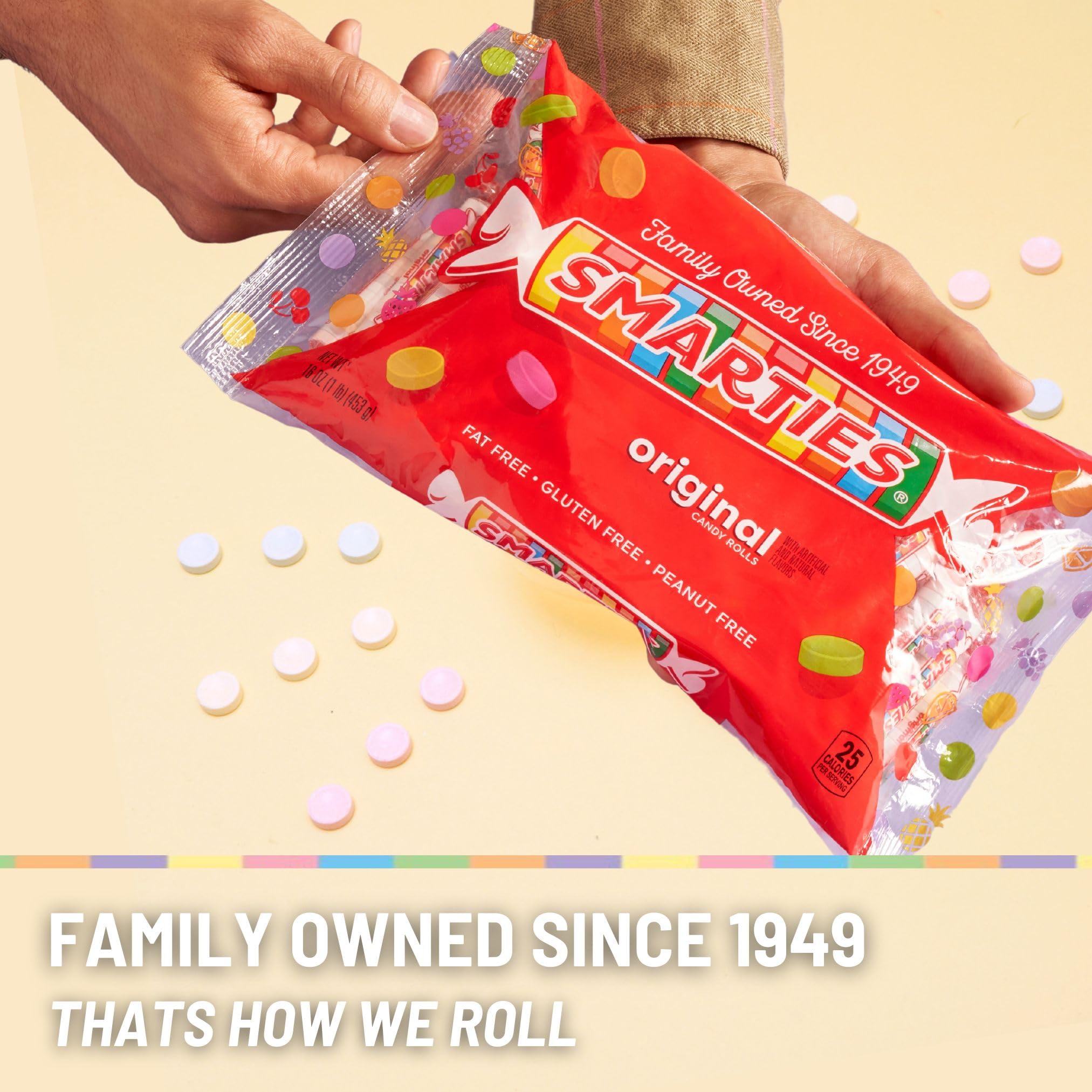 Smarties Candy Bulk Rolls - Gluten Free, Vegan, Assorted Flavors (Pineapple, Cherry, Strawberry, Grape, Orange) - 40lb Individually Wrapped Sweet Treats for Parties, Halloween, Easter & Everyday Snacking
