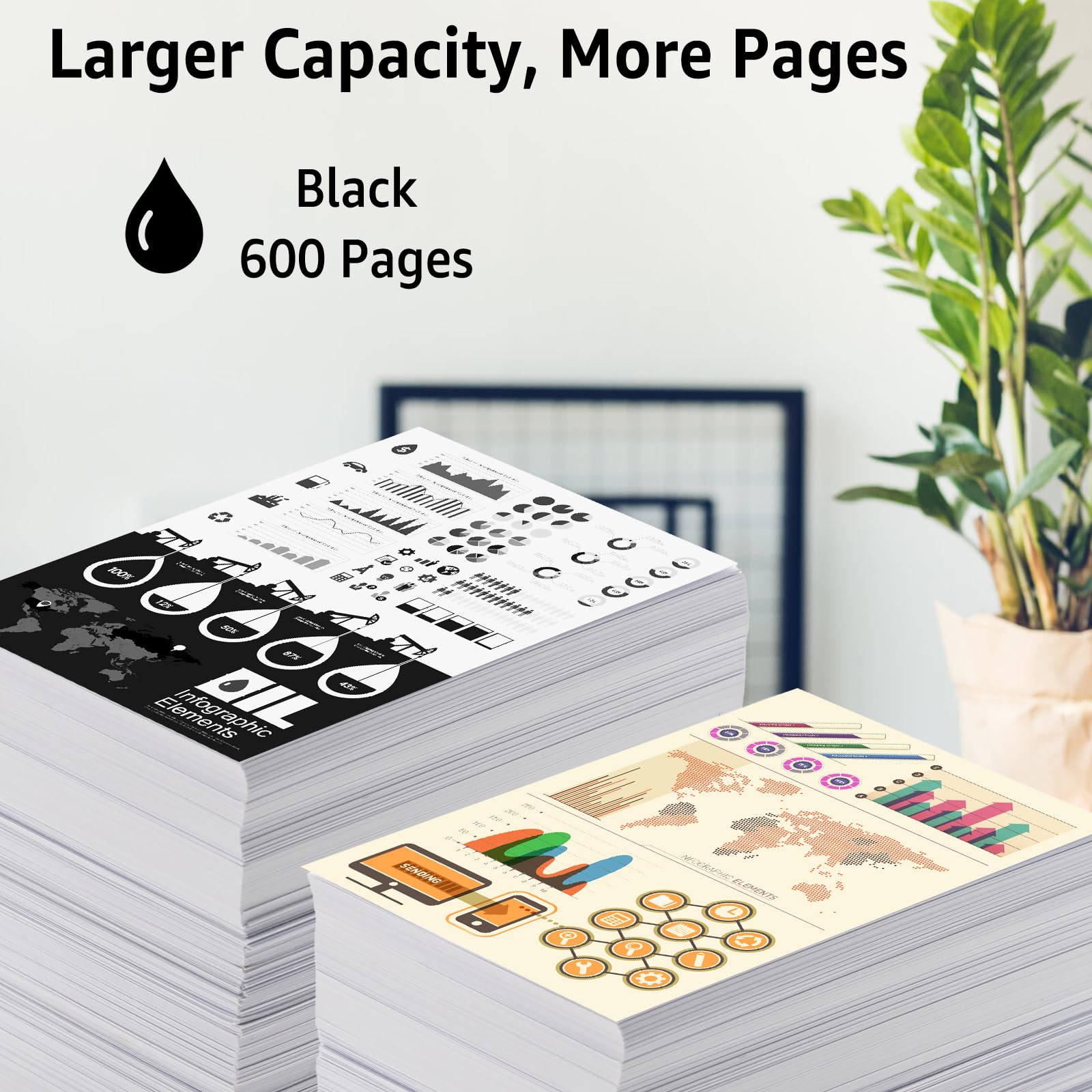 NineLeaf Remanufactured HP 62XL Black Ink Cartridge Replacement (1 Pack) - Compatible with Envy 5540/5640/5660/7644/7645 & OfficeJet 5740/8040/200/250 Series Printers - Perfect for Home Office Printing & School Projects