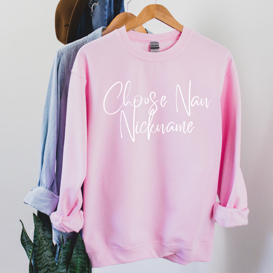 Custom Nan Nickname Wave Script Sweatshirt - Personalized Trendy Pullover for Casual Wear & Street Style