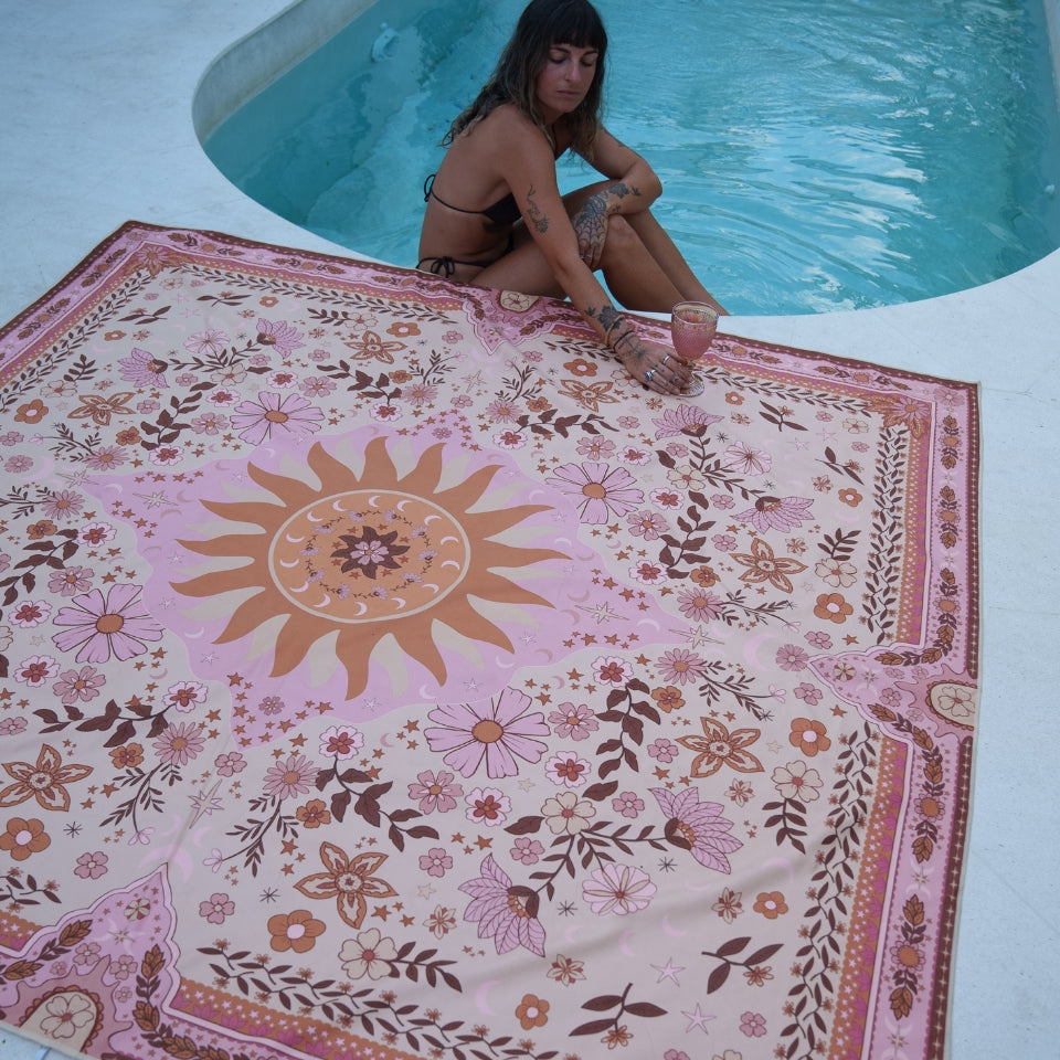 XXL Boho Sun Sand Free Beach Towel - Extra Large Quick Dry Lightweight Sandproof Towel for Pool, Vacation & Outdoor Activities