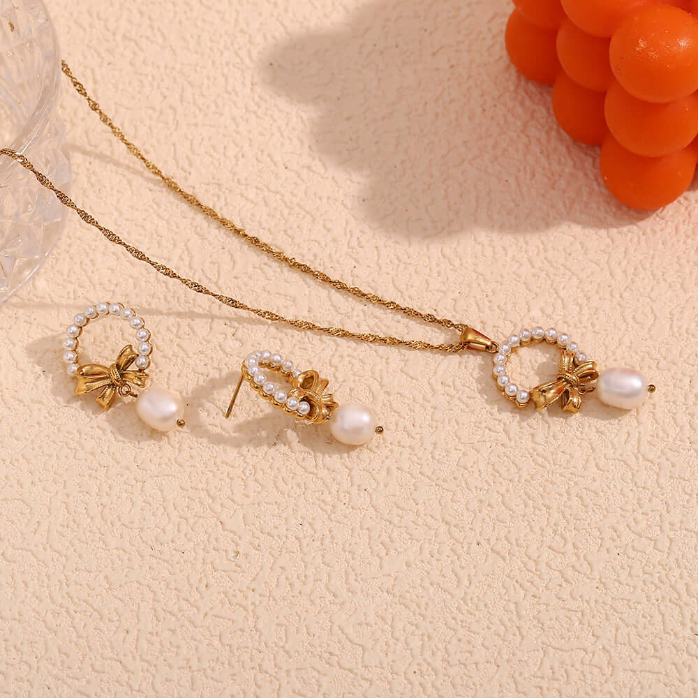 Elegant Pearl Bow Pendant Necklace for Women - Dainty Jewelry Gift for Her | Perfect for Weddings, Parties & Special Occasions | N3307