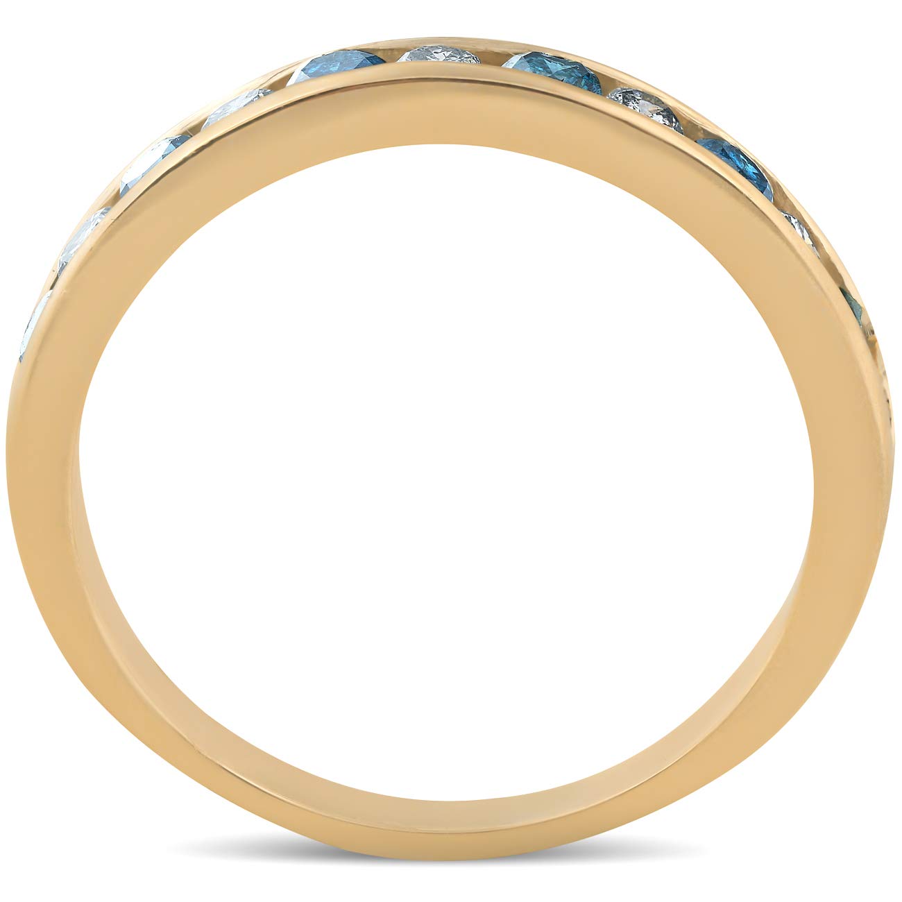 1/2 Carat Blue & White Diamond Channel Set Ring - 14K Yellow Gold Wedding Band for Women - Perfect for Engagement, Anniversary & Special Occasions