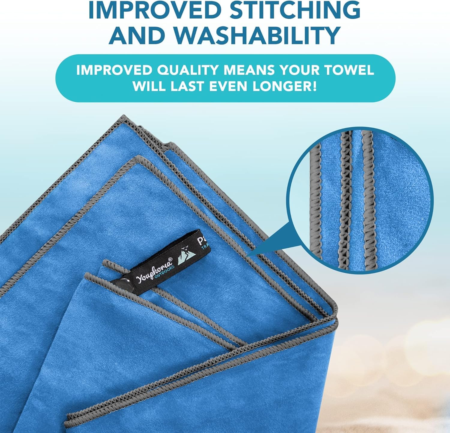 Youphoria Microfiber Travel Towel - Ultra Fast Drying & Lightweight Compact Towel for Camping, Beach, Backpacking, Hiking, Gym & Yoga | Perfect for Outdoor Adventures & Travel Essentials