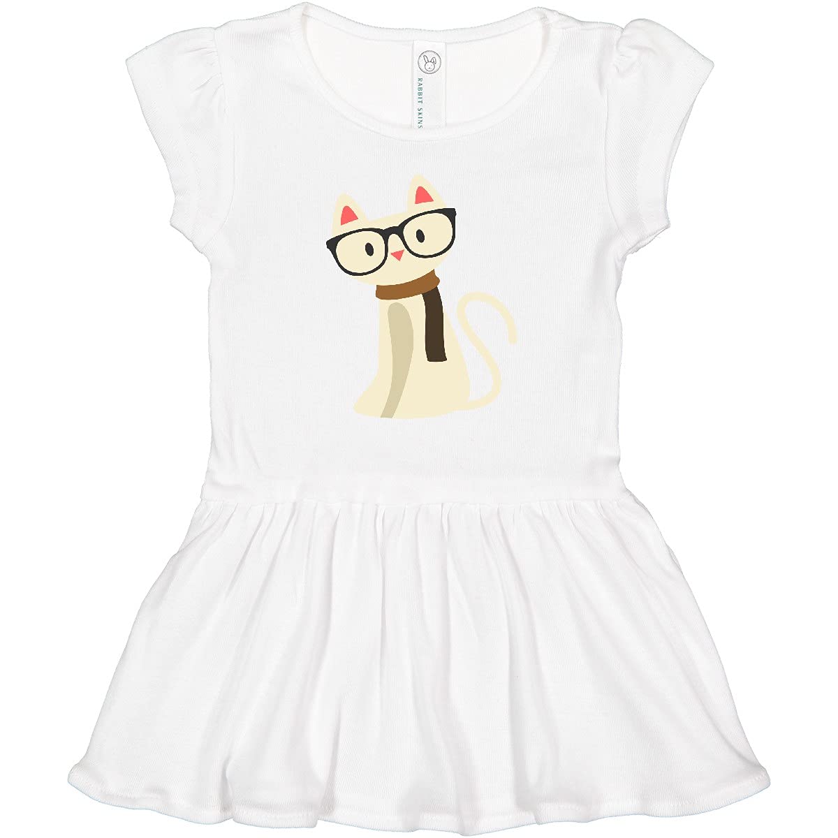 Inktastic Hipster Cat Toddler Dress - Cute Cat Print Baby Girl Outfit for Casual Wear & Playdates