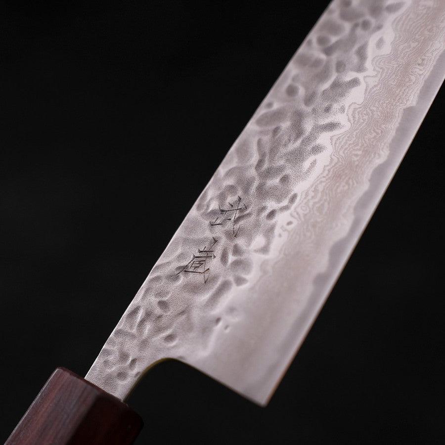 Premium Santoku Knife 165mm - AUS 10 Japanese Steel with Tsuchime Damascus Pattern & Purple Urushi Handle - Perfect for Sushi, Vegetables, and Precision Kitchen Tasks