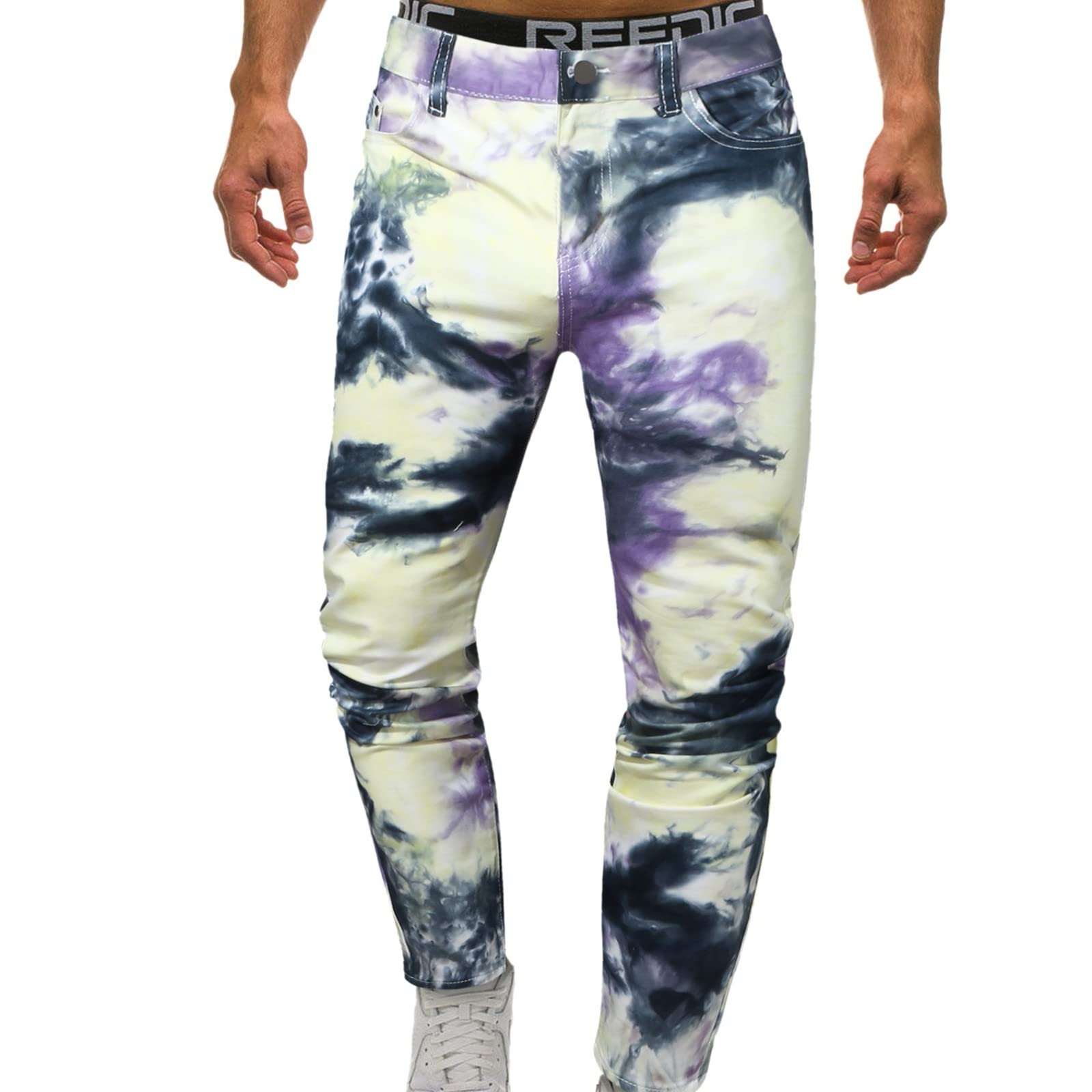 **Men's Distressed Stretch Denim Shorts - Frayed Raw Hem, Destroyed Blue Moto Biker Style | Perfect for Casual Outfits, Summer Wear & Street Fashion**