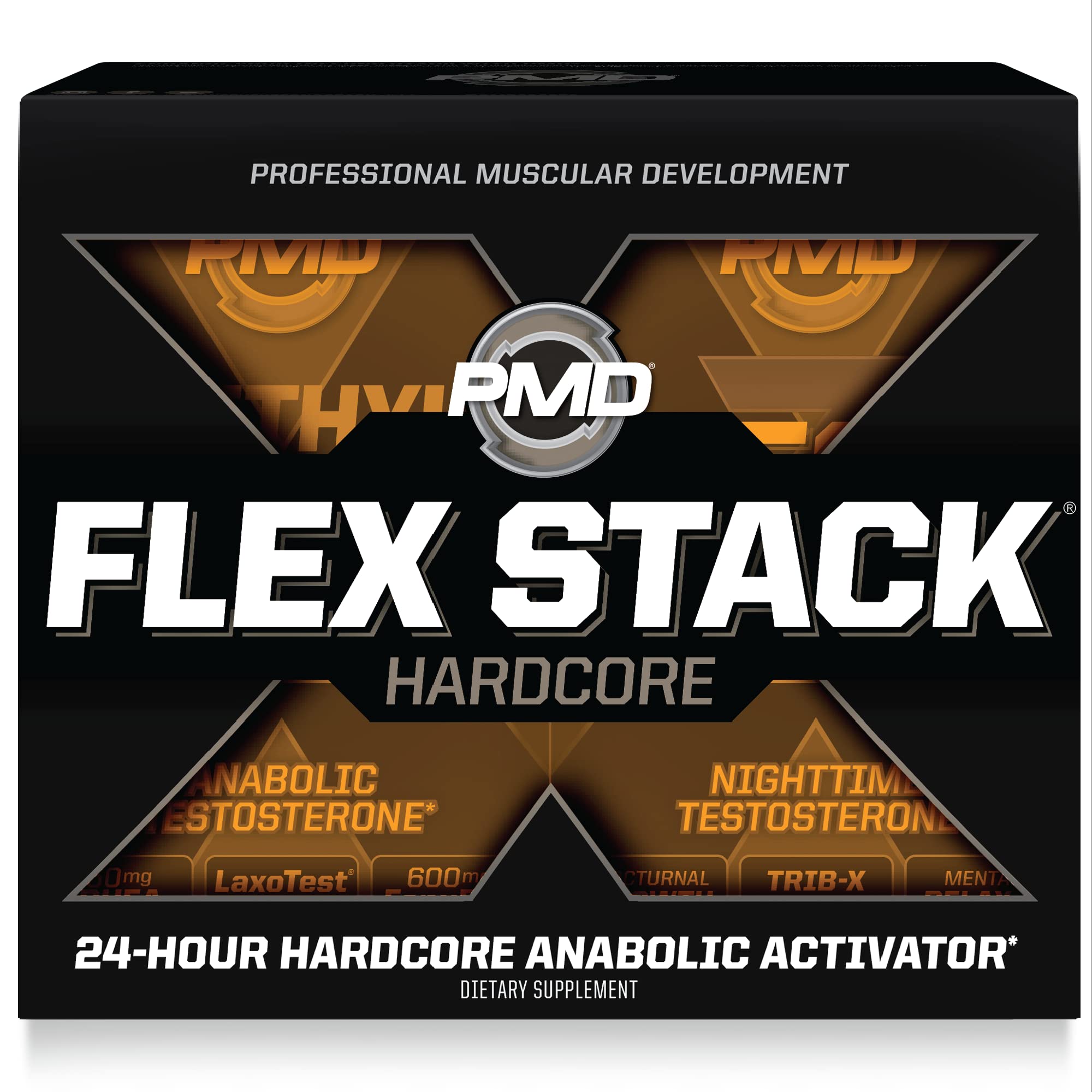 PMD Sports Flex Stack Hardcore 24-Hour Muscle Builder - Methyl Andro & Z-Test (90 Caps Each) for Strength, Recovery, Libido & Sleep - Pre-Workout & Post-Workout Supplement for Athletes & Bodybuilders