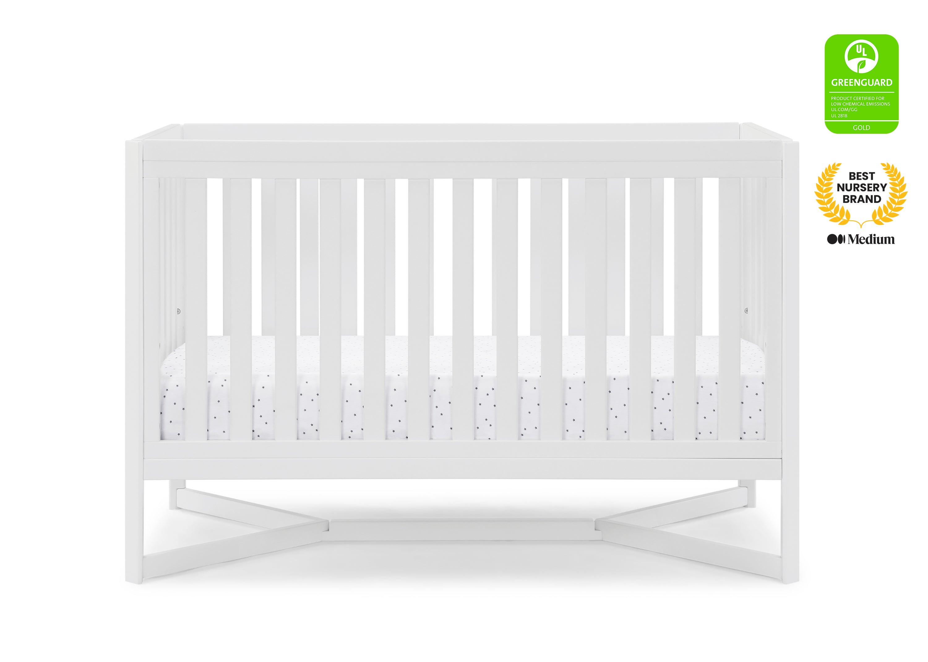 Tribeca 4-in-1 Convertible Baby Crib - White Wooden Nursery Bed with Toddler Rail & Daybed Conversion - Perfect for Newborns to Kids Room & Daycare Centers