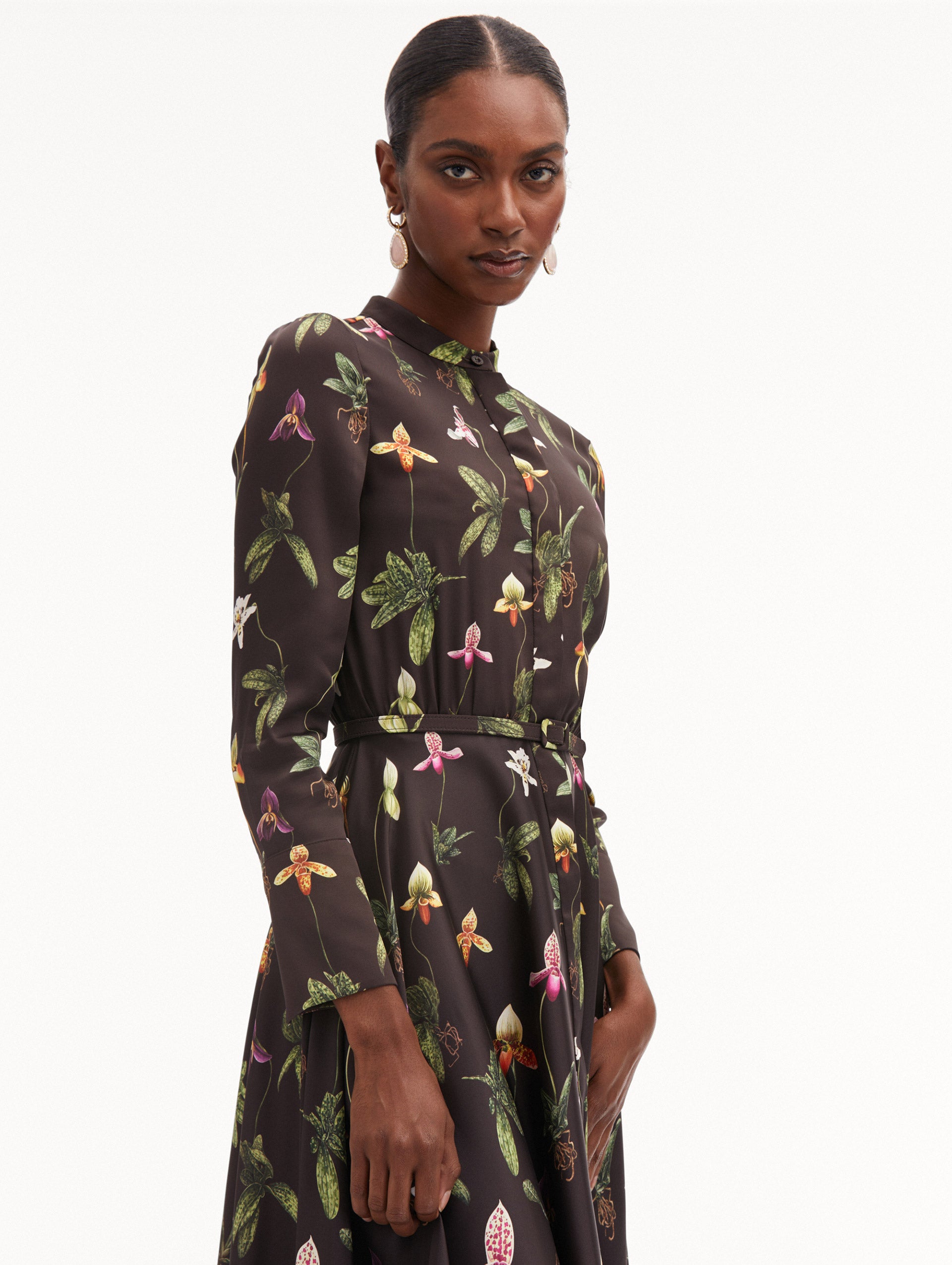 Elegant Orchid Silk Twill Dress for Women - Flowy Summer Maxi Dress with V-Neck & Side Slit - Perfect for Weddings, Parties & Special Occasions