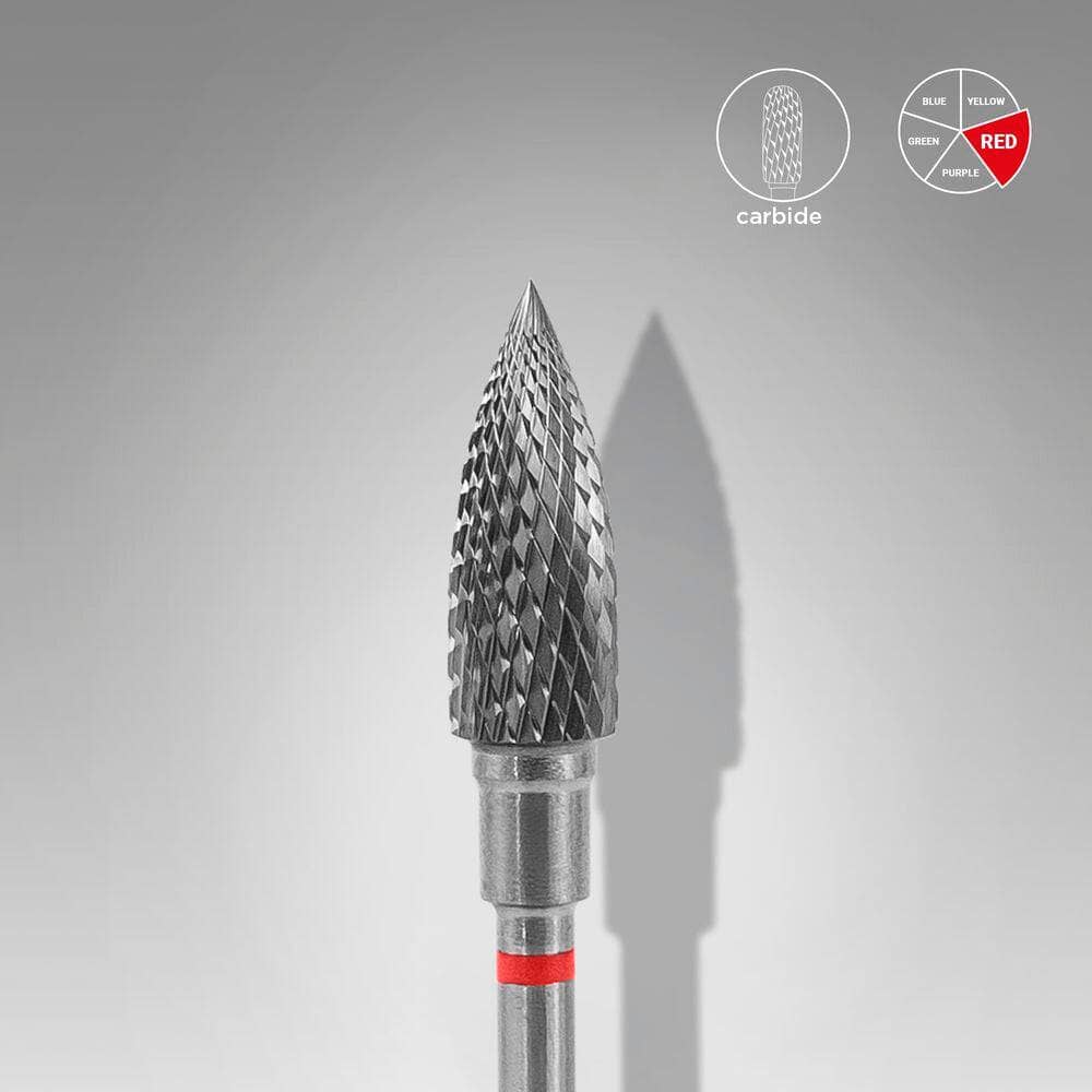Staleks Professional 5mm Carbide Nail Drill Bit - Flame Red for Acrylic & Gel Nails - Perfect for Manicure & Pedicure Salon Use