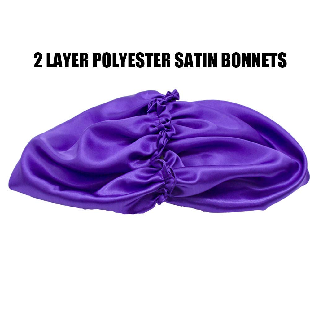 DEHMAN Adjustable Satin Sleep Cap for Women - Double Layered Reversible Hair Bonnet for Protective Sleep Hairstyles | Soft & Breathable Satin Hair Cap to Prevent Frizz & Breakage | Perfect for Nighttime Hair Care, Travel & Home Use