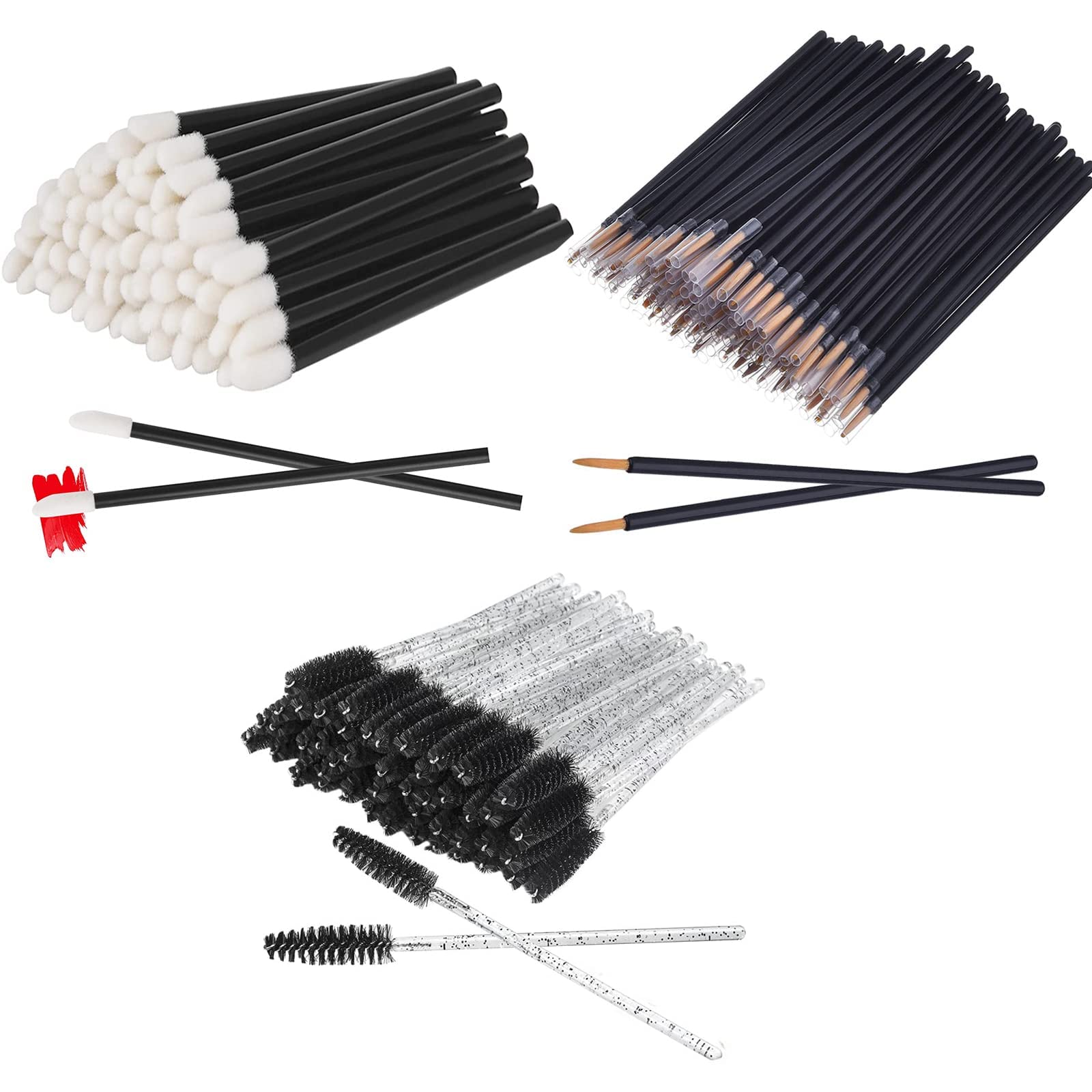 50-Piece Professional Makeup Brush Set - Mascara, Eyeliner & Lip Applicator Wands - Reusable Beauty Tools for Salon & Home Use (20 Mascara Brushes, 20 Lip Wands, 10 Eyeliner Brushes) - Perfect for Makeup Artists, Beginners & DIY Beauty Lovers
