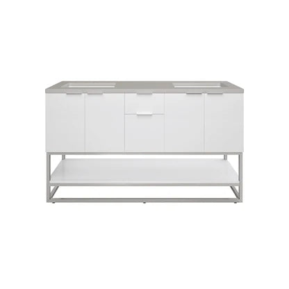 Brenlyn 60 Inch Glossy White Bathroom Vanity with Sink - Modern Double Storage Cabinet for Bathroom Remodel & Home Decor