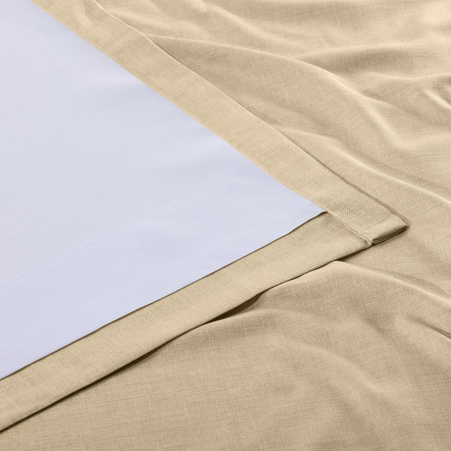 Sepia Tan Italian Faux Linen Blackout Curtains - Thermal Insulated Window Drapes for Bedroom, Living Room & Nursery (Set of 2 Panels)