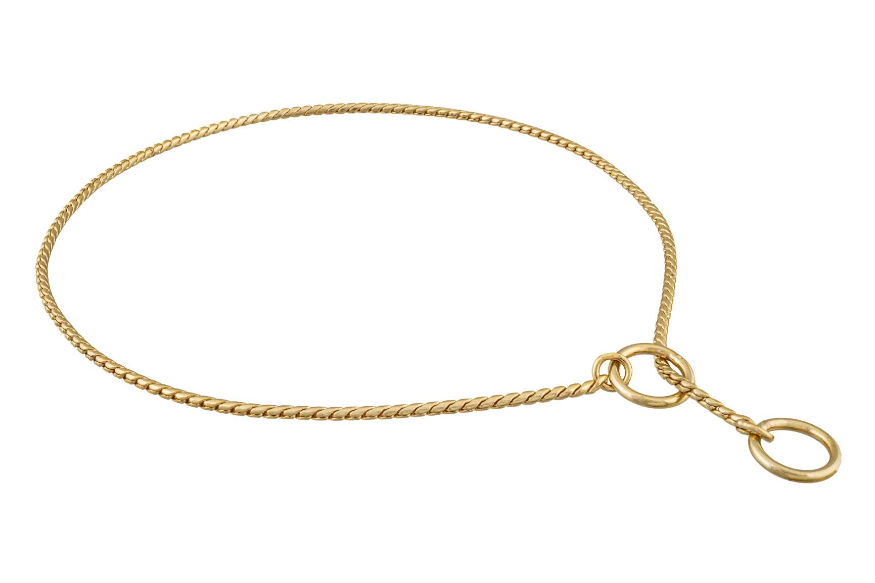 Premium Metal Chain Dog Show Collar - Adjustable Brass Snake Chain Slip Collar for Toy, Small, Medium, Large & XL Dogs - Gold 26