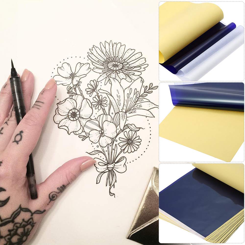 Decdeal 100 Sheets Tattoo Transfer Paper - Thermal Stencil Paper for Tattoo Artists, A4 Size Skin Stencil Paper for Professional & DIY Tattoos - Perfect for Tattoo Shops, Home Studios & Beginners