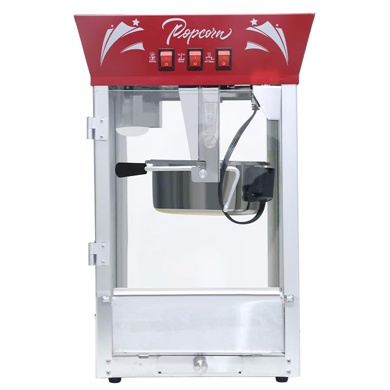 Commercial Popcorn Maker Machine - 12oz Stainless Steel Kettle with Tempered Glass, 850W Countertop Popcorn Popper with Warming Deck - Perfect for Movie Nights, Parties, Theaters, and Home Entertainment