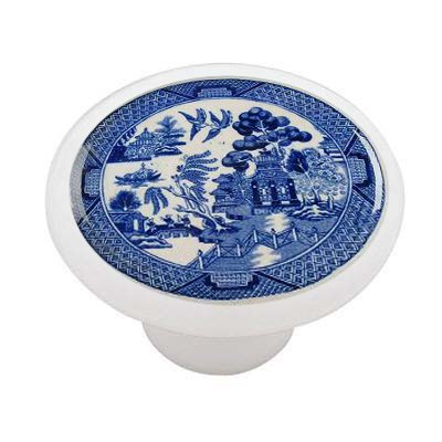 Vintage Blue Willow Ceramic Drawer Knobs - Hand-Painted Floral Cabinet Pulls for Dressers, Kitchen Cabinets & Furniture Restoration (Set of 6) | Perfect for Farmhouse, Cottage & Shabby Chic Home Decor