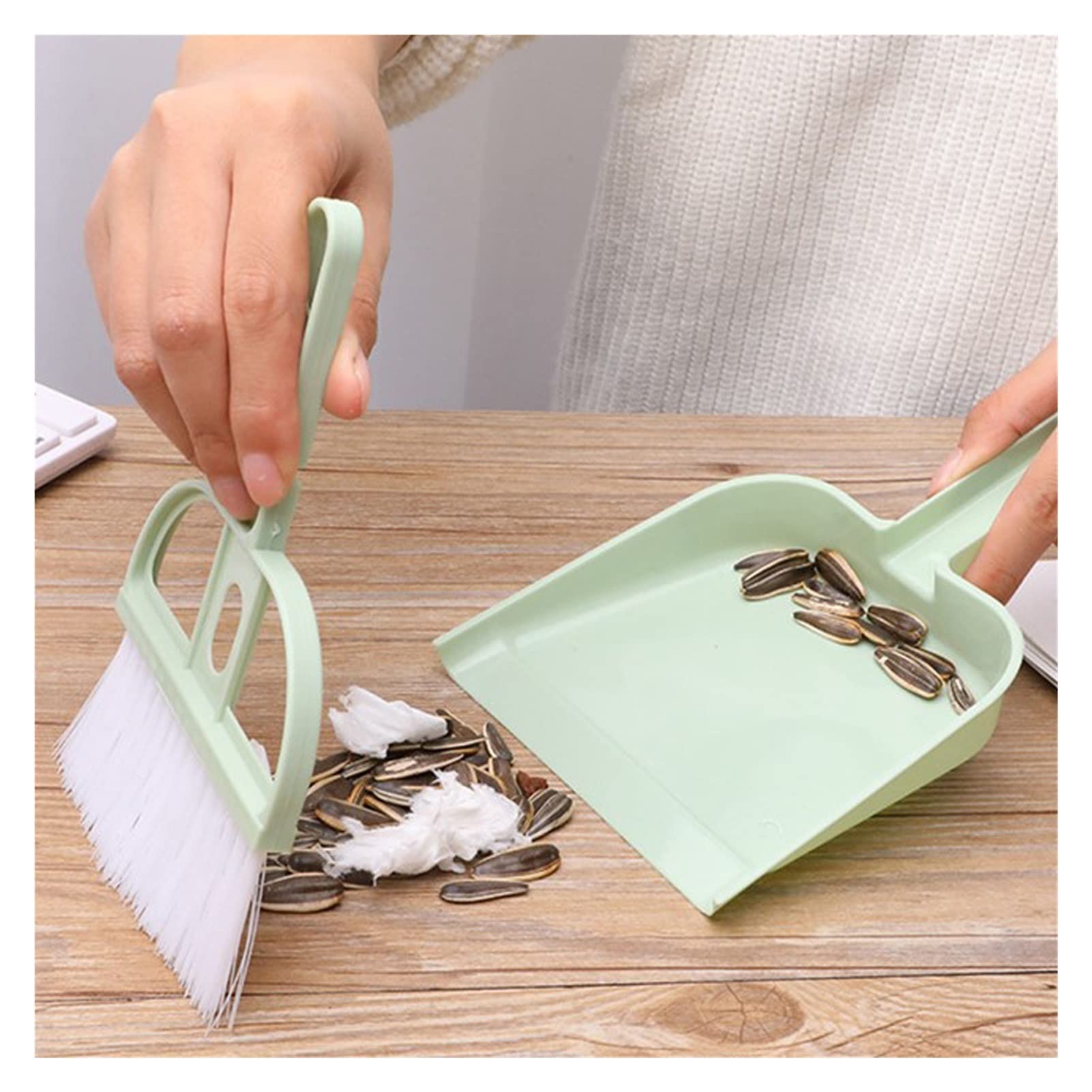 LEIGE Mini Cleaning Brush Set - Small Broom & Dustpan for Desktop, Table & Household Cleaning - Compact Sweeper & Garbage Shovel (Color: Blue) - Perfect for Office, Kitchen, Car & Small Space Cleaning