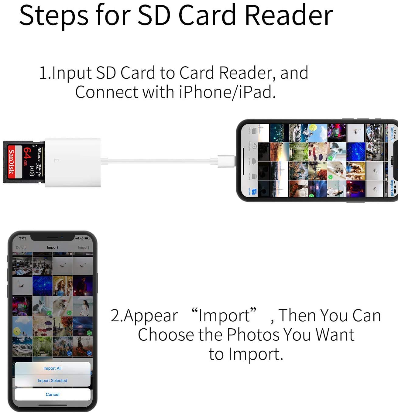 Apple MFi Certified Lightning to SD Card Reader for iPhone & iPad - Fast Photo/Video Transfer from Camera, Trail Cam, or Drone - Compatible with iPhone 13/12/11/XS/XR/X/8/7 & iPad Models - Perfect for Photographers, Hunters & Content Creators