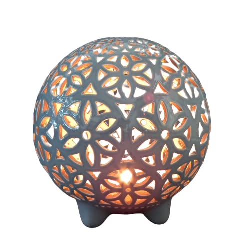 Scandinavian Style Gray Ceramic Candle Holder - Handmade Tealight Lantern for Nordic Home Decor | Perfect for Cozy Living Room, Bedroom & Wedding Centerpiece Decorations
