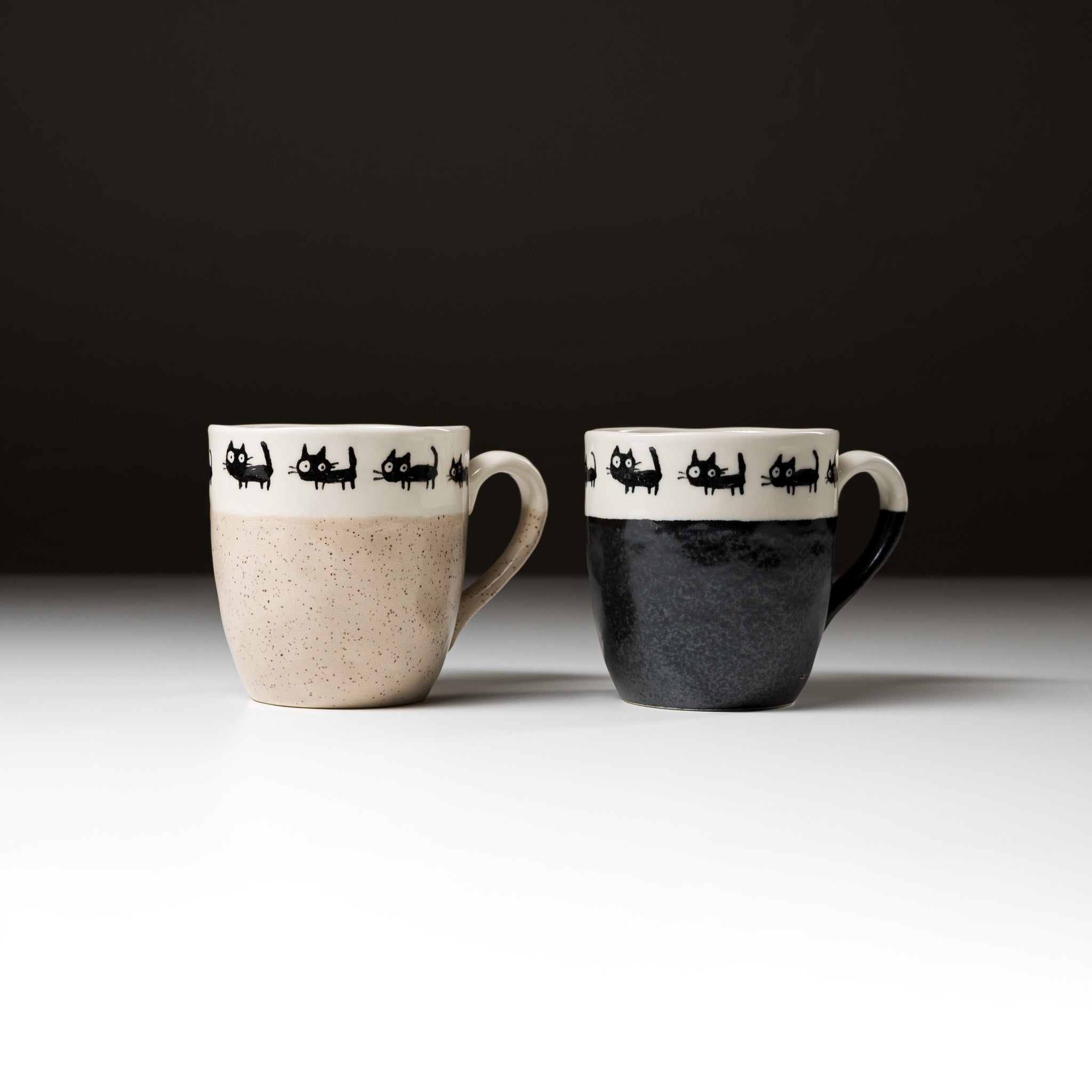 Black Cat Mug Cup - 2 Colors (Black & White) - Cute Ceramic Coffee Mug for Cat Lovers - Perfect for Home, Office & Gifts