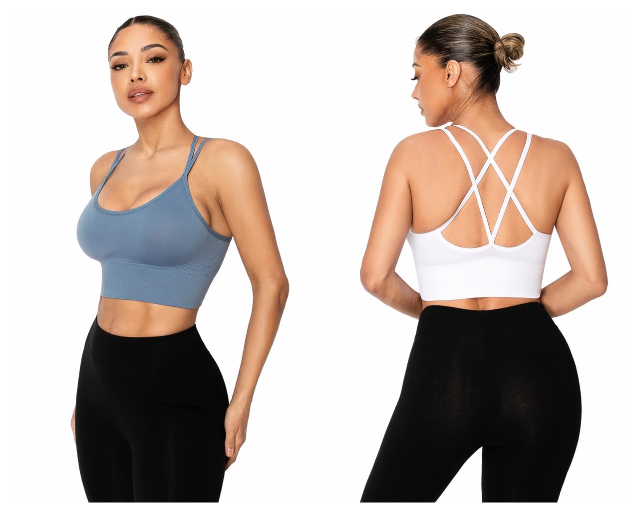 Sykooria 3 Pack Women's Strappy Sports Bra - Crisscross Yoga Sports Bra for Running, Gym Workout & Fitness - Breathable & Supportive Activewear for Yoga, HIIT, Pilates & Daily Wear