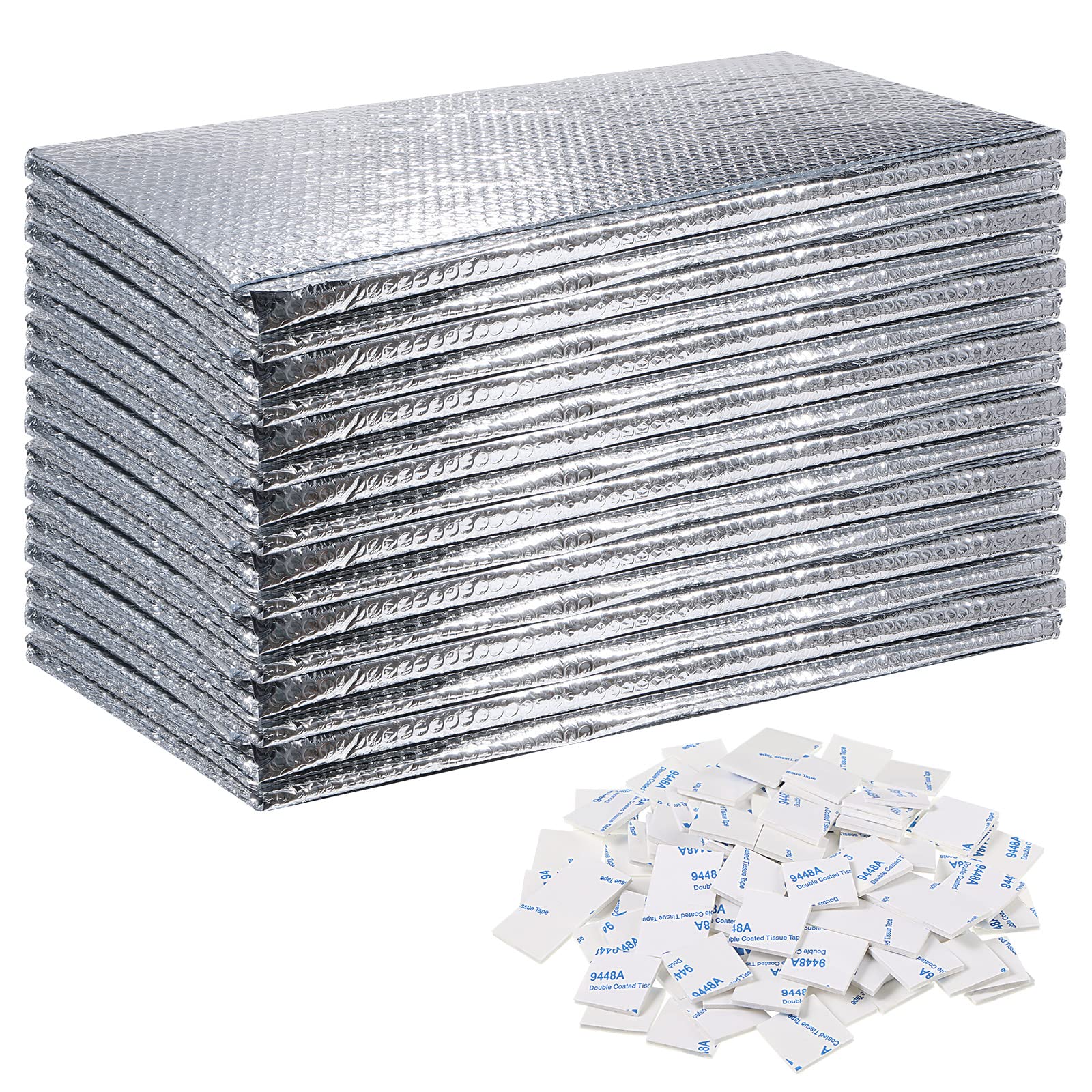 Gerrii Garage Door Insulation Kit - Double Bubble Reflective Aluminum Radiant Barrier for Thermal Insulation - Includes Adhesive Tape - Fits Garage, Greenhouse, Attics, Walls (16 Pcs, 20.5