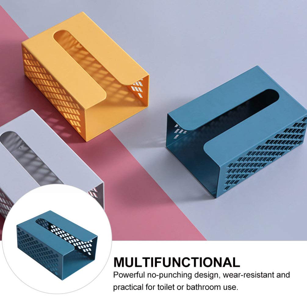 Wall Mounted Tissue Box Holder - Blue Bathroom & Kitchen Organizer for Home Use