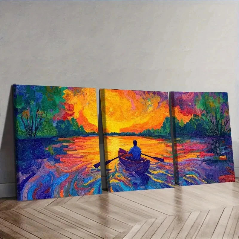 3-Piece Abandoned Lake Nature Wall Art Set - Framed Canvas Prints 40x60cm (16x24in) - High Quality Australian Made Wall Decor for Living Room, Bedroom & Office - Ready to Hang Landscape Paintings