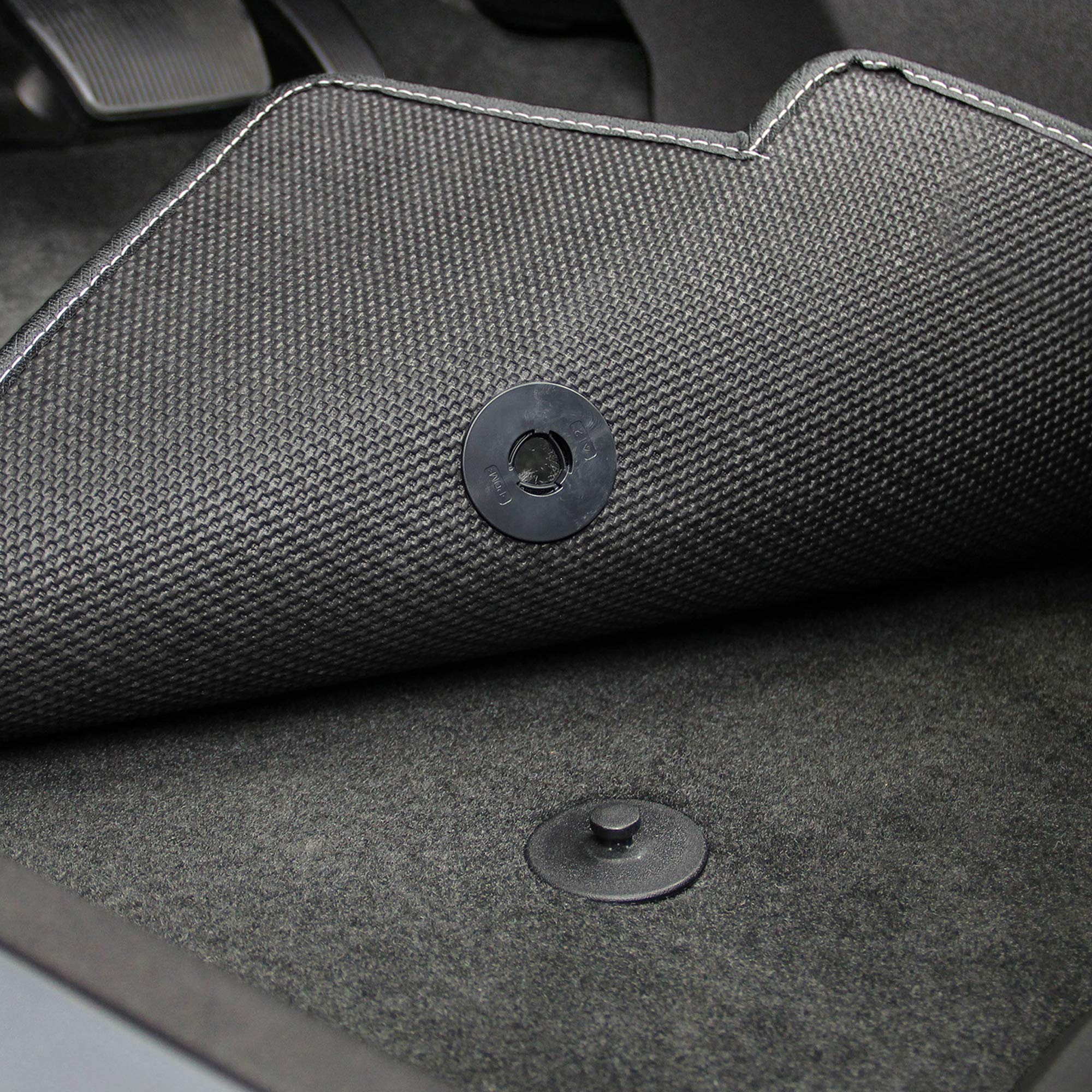 Premium Custom-Fit Carpeted Floor Mats for 2005-2007 C6 Corvette - Luxury Car Floor Liners with Flag Design (Charcoal, Front Mats) | Perfect for Daily Commute & Road Trips