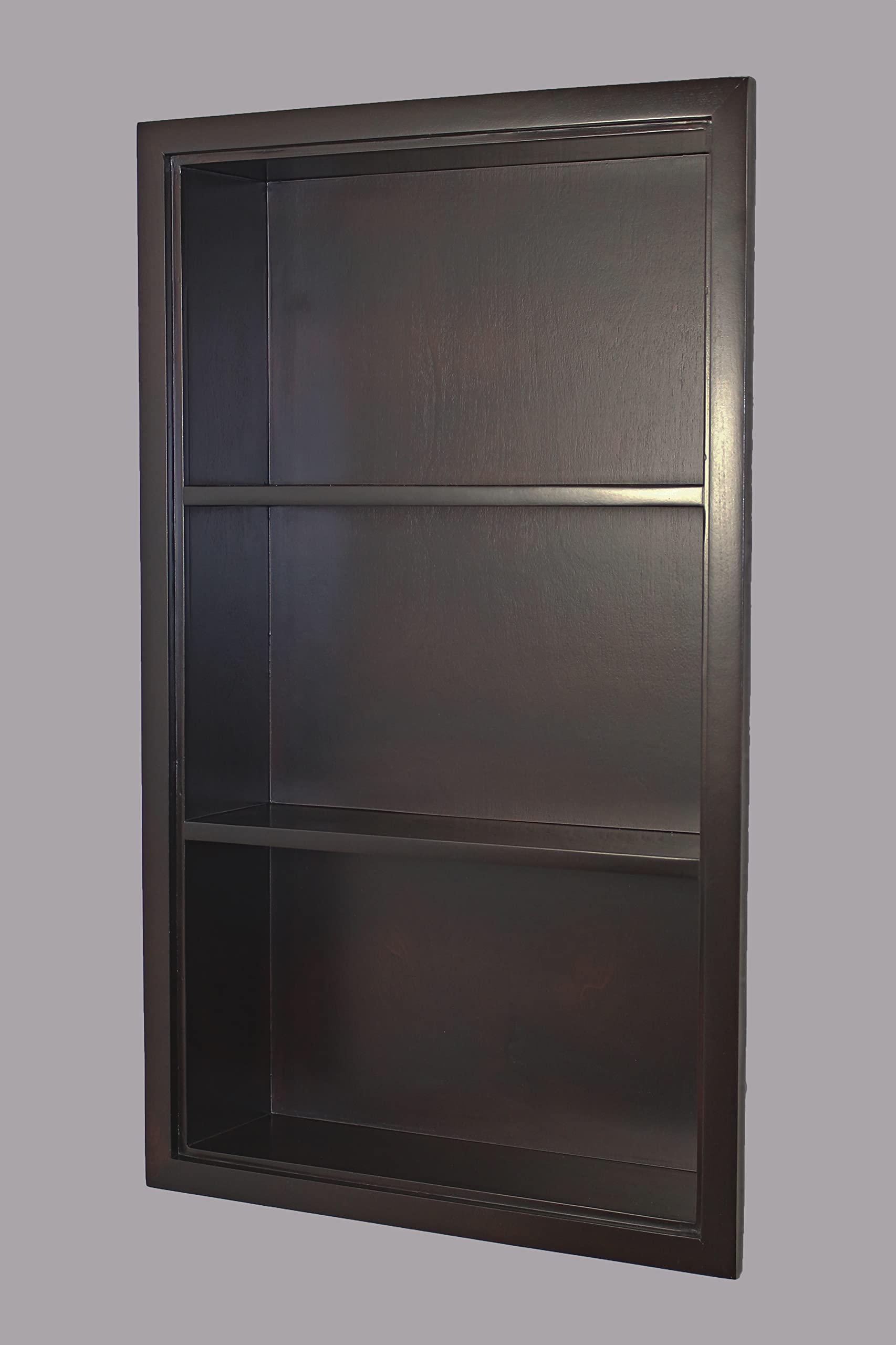 14x24 Sloane Recessed Wall Niche Medicine Cabinet - Solid Wood Bathroom Storage Shelf Insert (No MDF) - Made in North America - Dark Brown Plain Back - Perfect for Bathroom Organization & Modern Home Decor