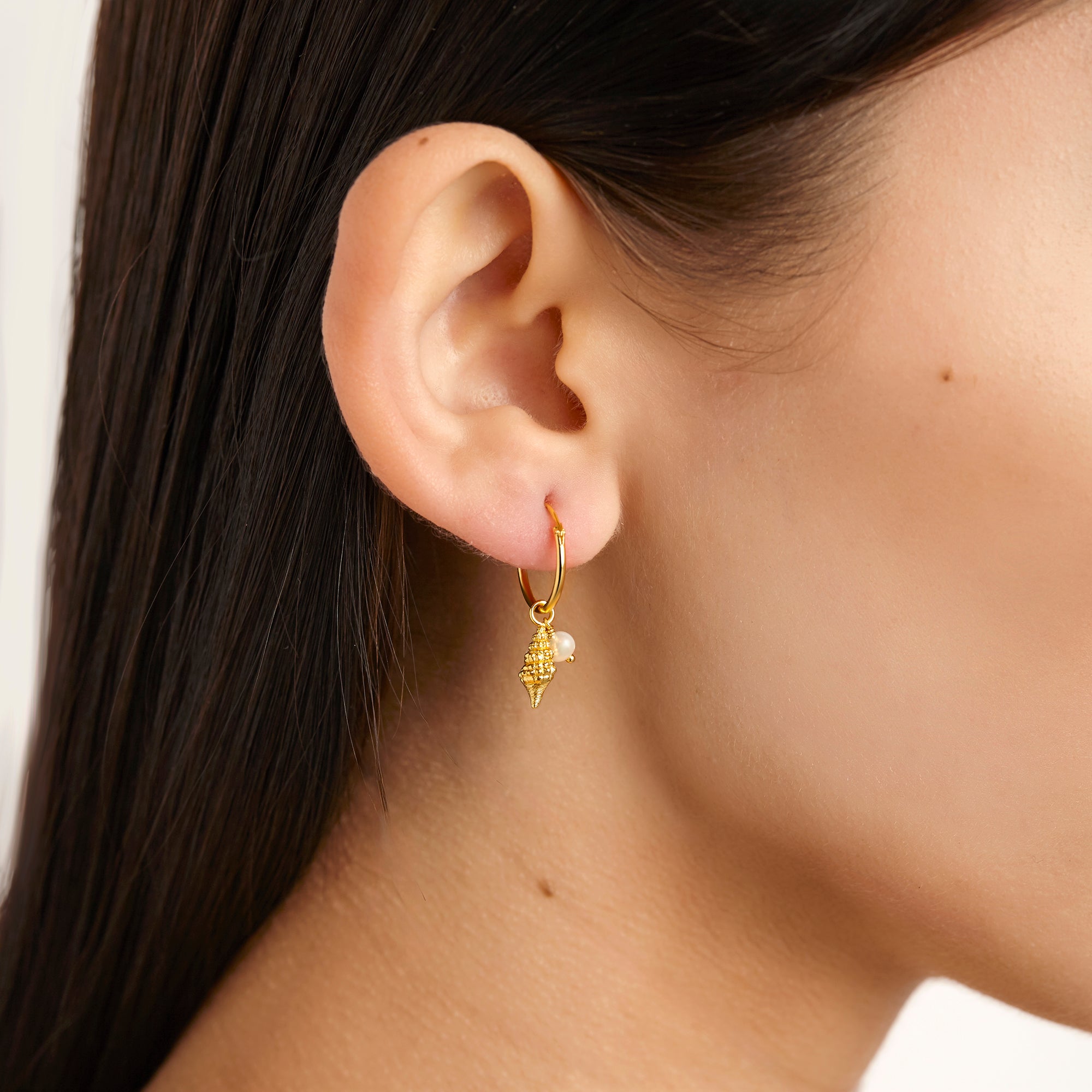 Spiral Pearl Gold Hoop Earrings for Women - Elegant Dangle Drop Earrings for Party, Wedding & Everyday Wear