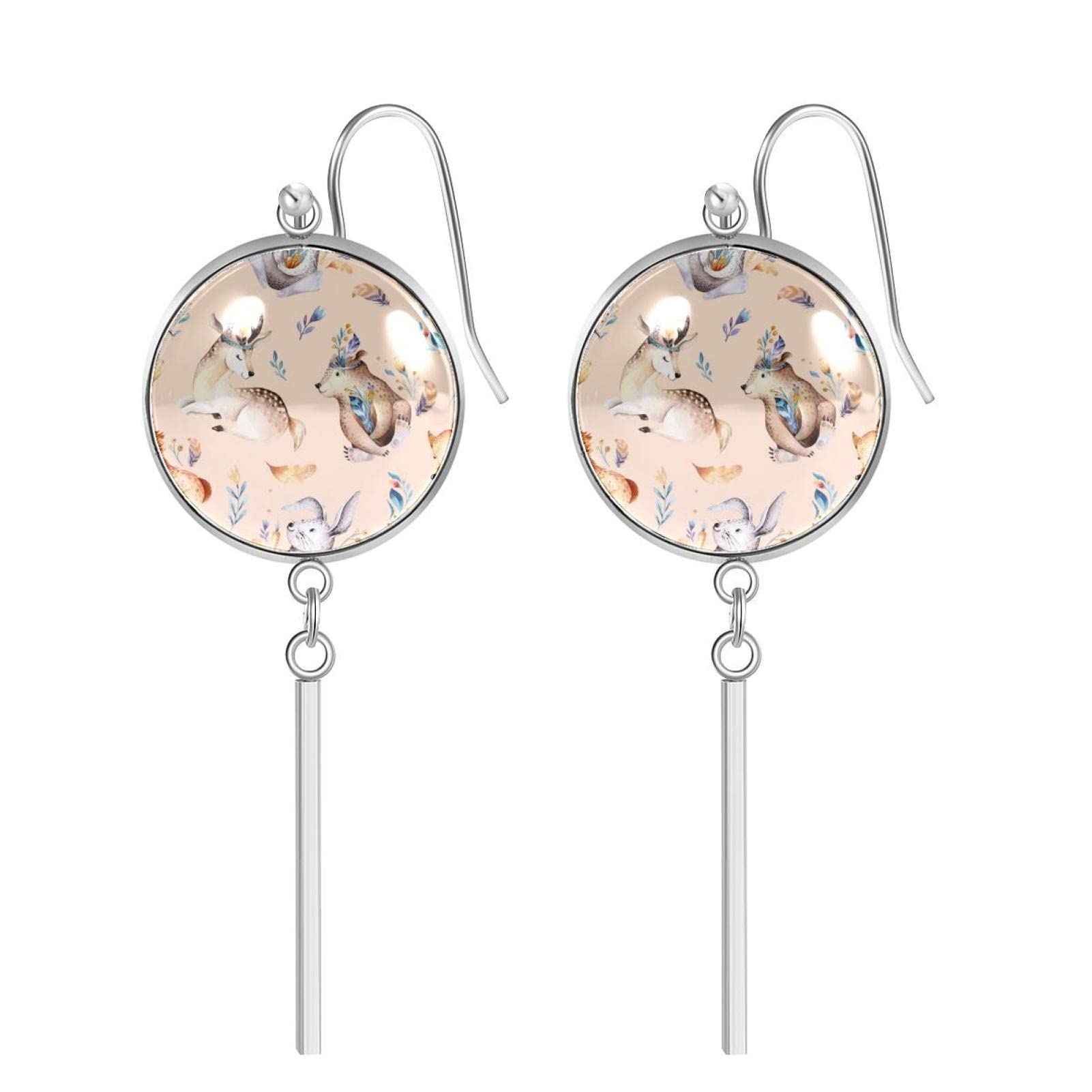 Boho Animal Drop Earrings for Women - Long Chain Dangle Earrings with Fox, Deer, Rabbit & Bear Designs - Cute Jewelry for Teens & Girls - Perfect for Casual Wear, Parties & Gifts